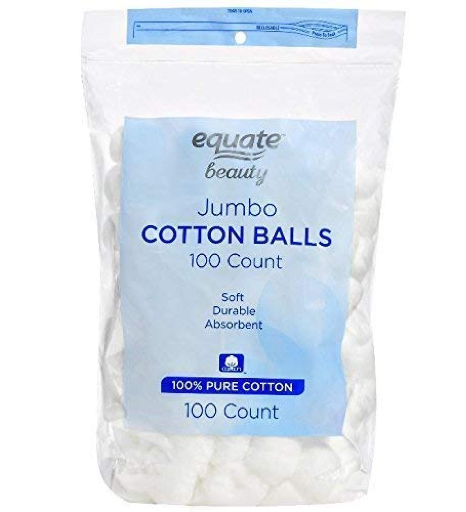 Equate Beauty Jumbo Cotton Balls 100 Ct - Soft & Absorbent - Buy Online on SooperMarket.com