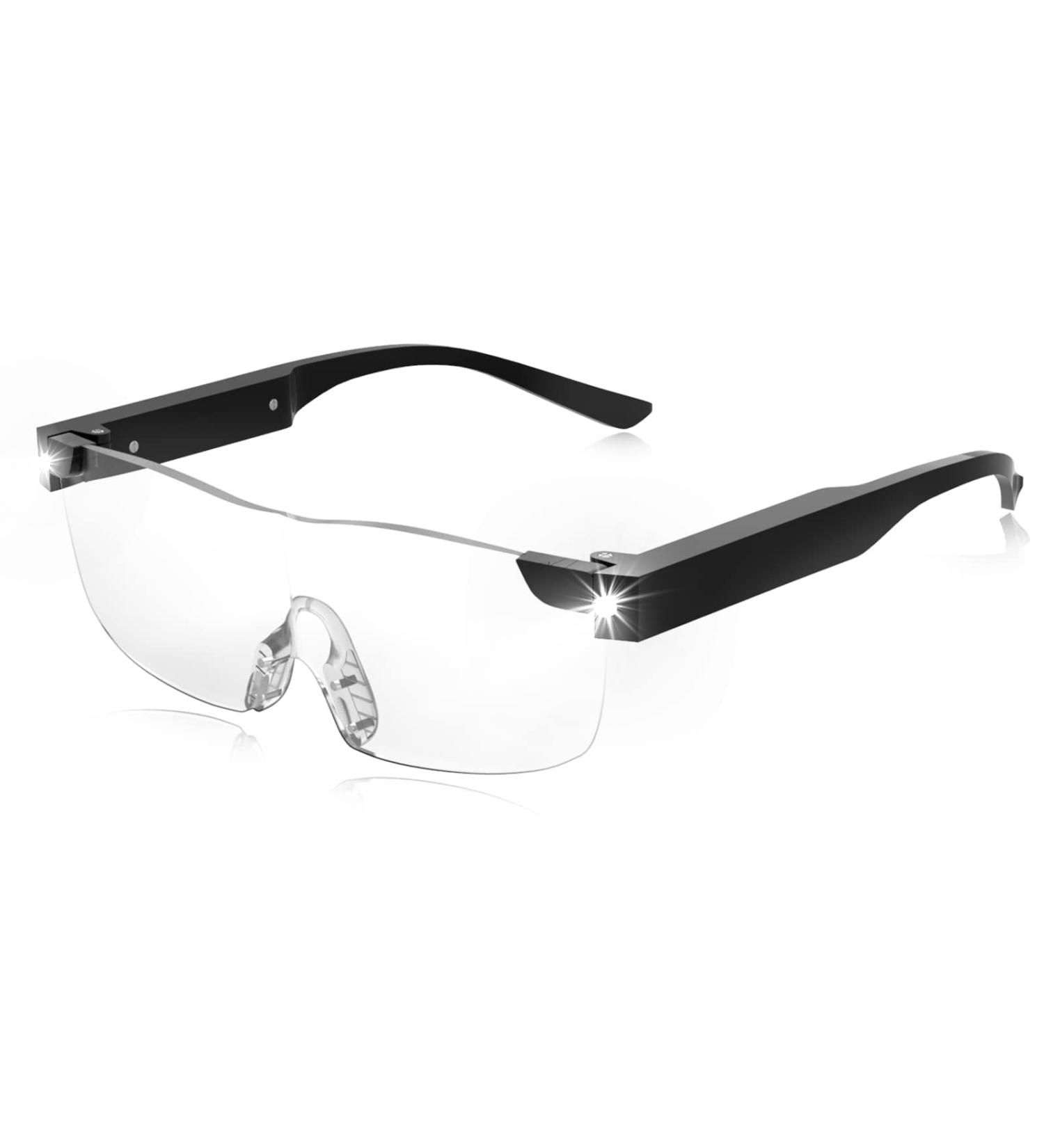 SKYWAY Hands-Free Magnifying Glasses with 200% LED Light - Rechargeable Magnifier for Reading, Hobbies, Close Work - Black - Buy Online on SooperMarket.com