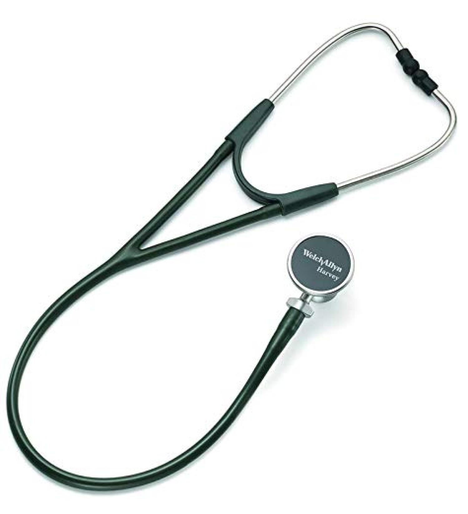 Welch Allyn Harvey DLX Adult Cardiology Stethoscope Forest Green 5079-328 Double-Head Chestpiece (Diaphragm and Bell) Dual Lumen Tubing 28 in