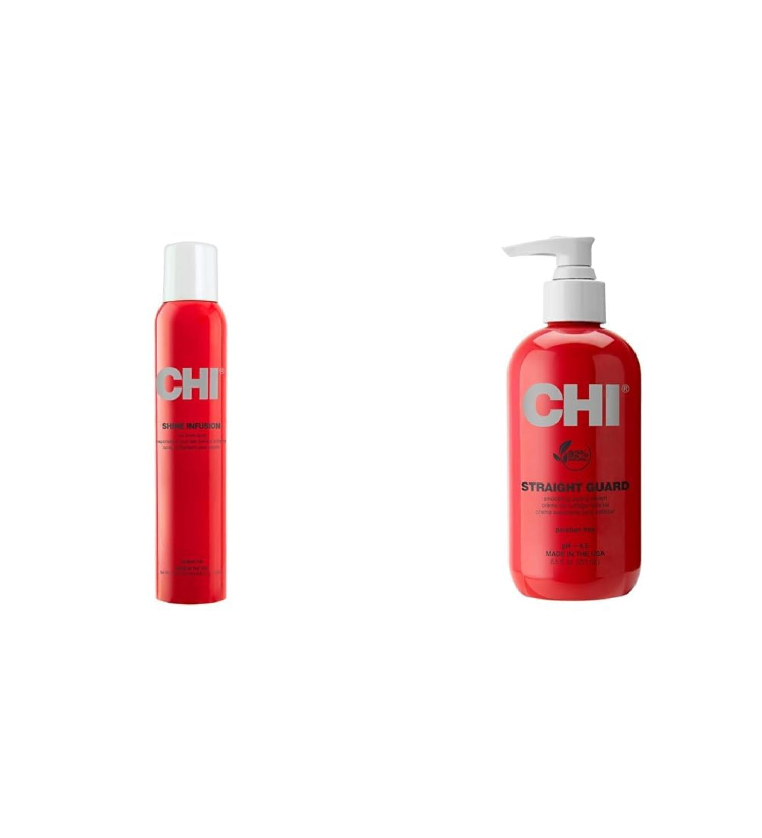 CHI Shine Infusion Hair shine spray 5.3 Oz & Straight Guard Smoothing Styling Cream 8.5 FL Oz - Buy Online on SooperMarket.com