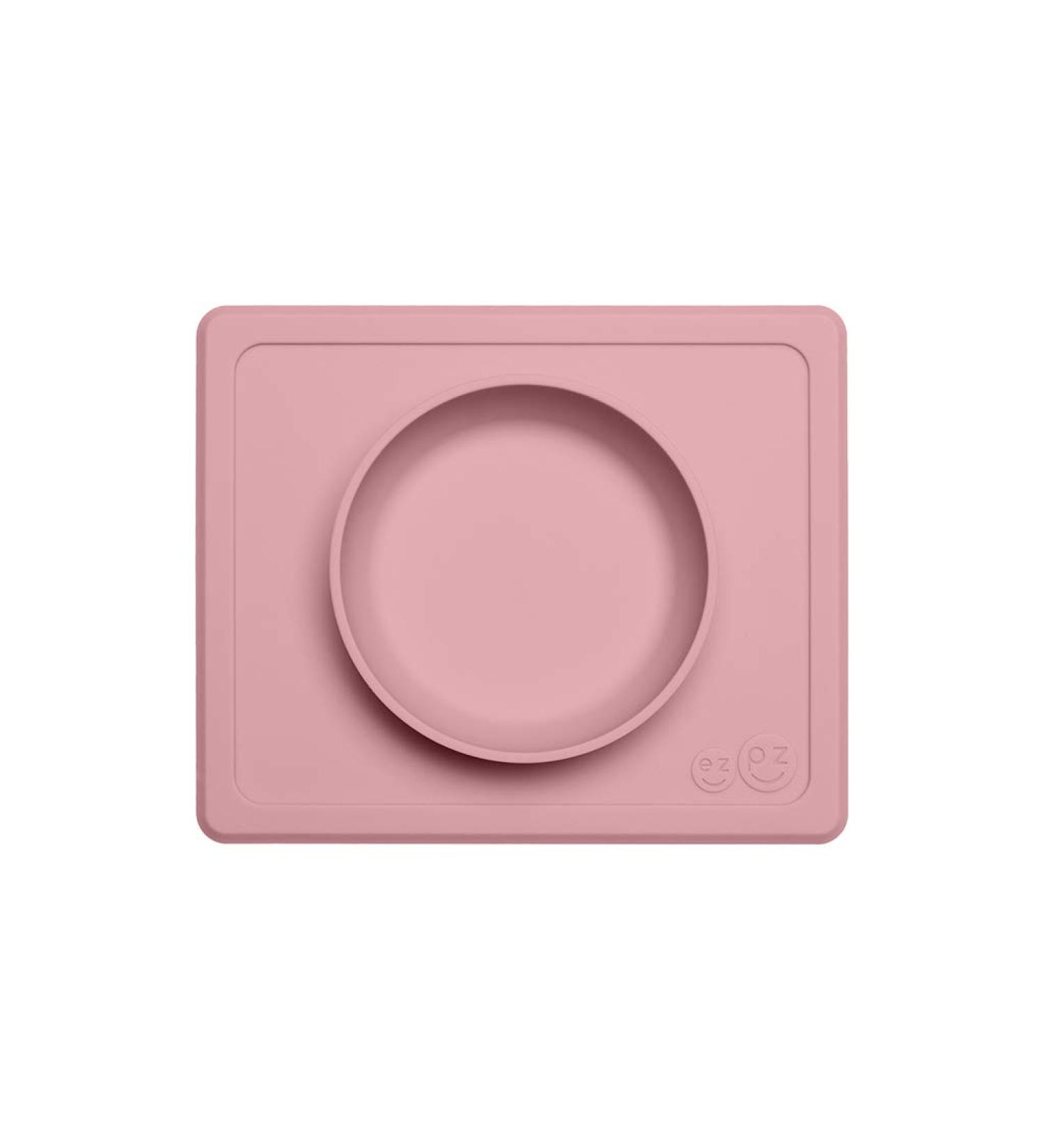 ezpz Mini Bowl (Blush) - Silicone Suction Bowl for Infants + Toddlers with Built-in Placemat - Includes Reusable Travel Bag - Buy Online on SooperMarket.com