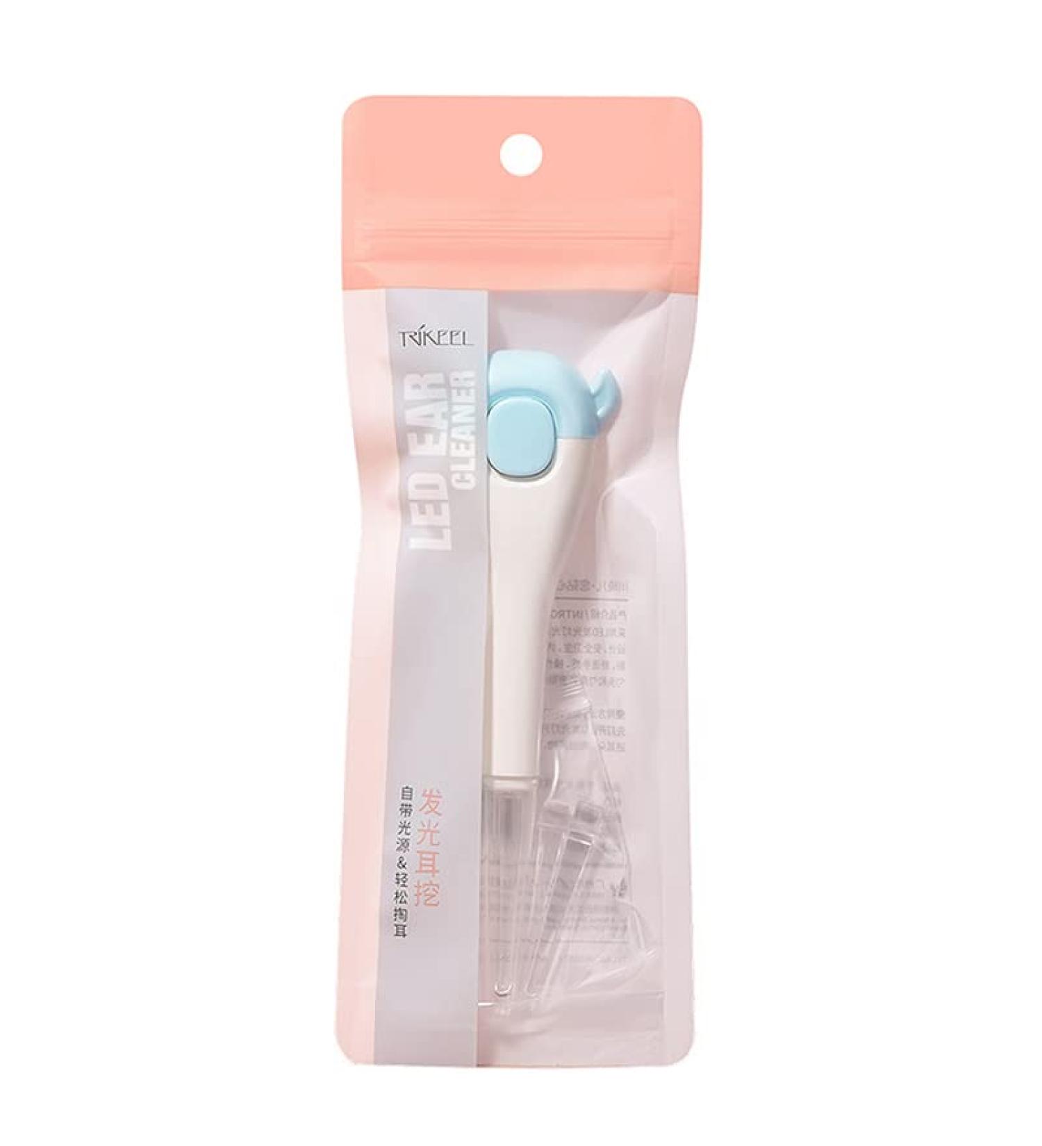 Cartoon Baby Ear Wax Removal Tool with LED Light - Kids Ear Cleaner with 3 Replacement Heads in Blue - Buy Online on SooperMarket.com