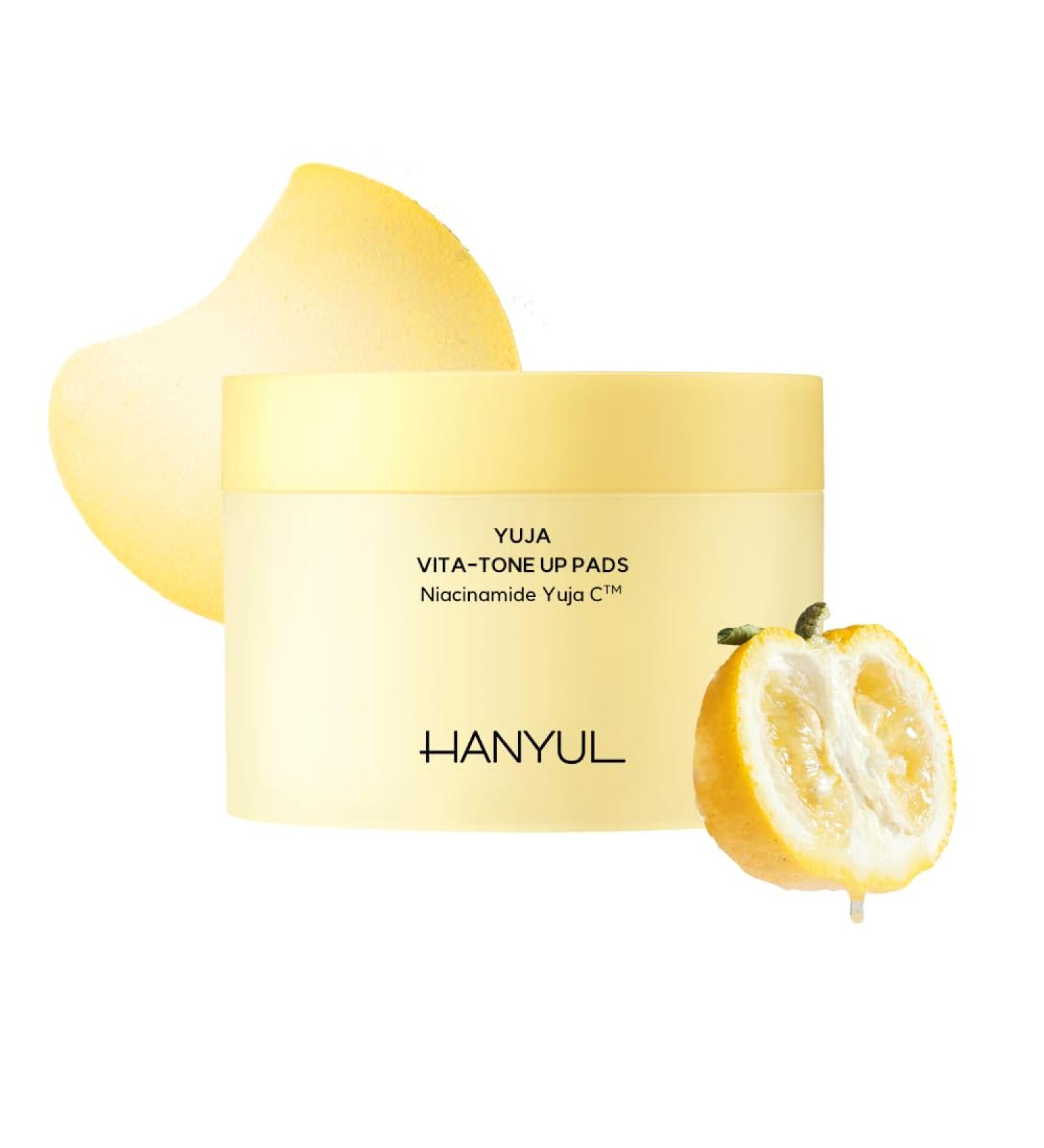Hanyul Yuja (Yuzu) Vita Tone Up Apple Zone Toner Pads - 2-in-1 Brightening & Antioxidant Care Vegan Certified 60 Sheets - International Shipping Available - Buy Online on SooperMarket.com