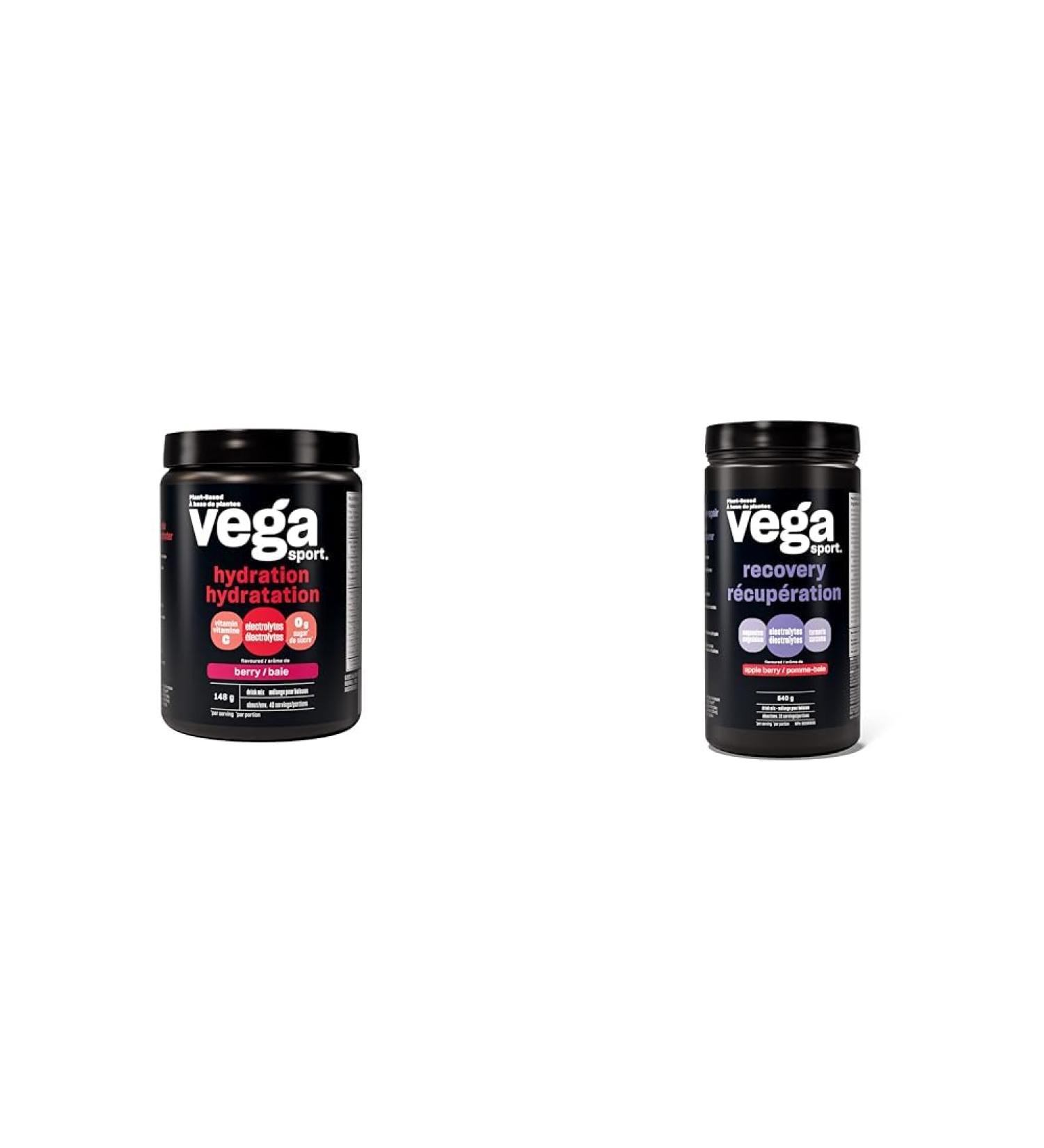 Vega Sport Hydration Electrolyte Powder Berry (40 Servings) Vegan Hydrator & Sport Post-Workout Recovery Accelerator Apple Berry (20 Servings) Vegan Non Dairy Gluten Free BCAAs 540g - Buy Online on SooperMarket.com