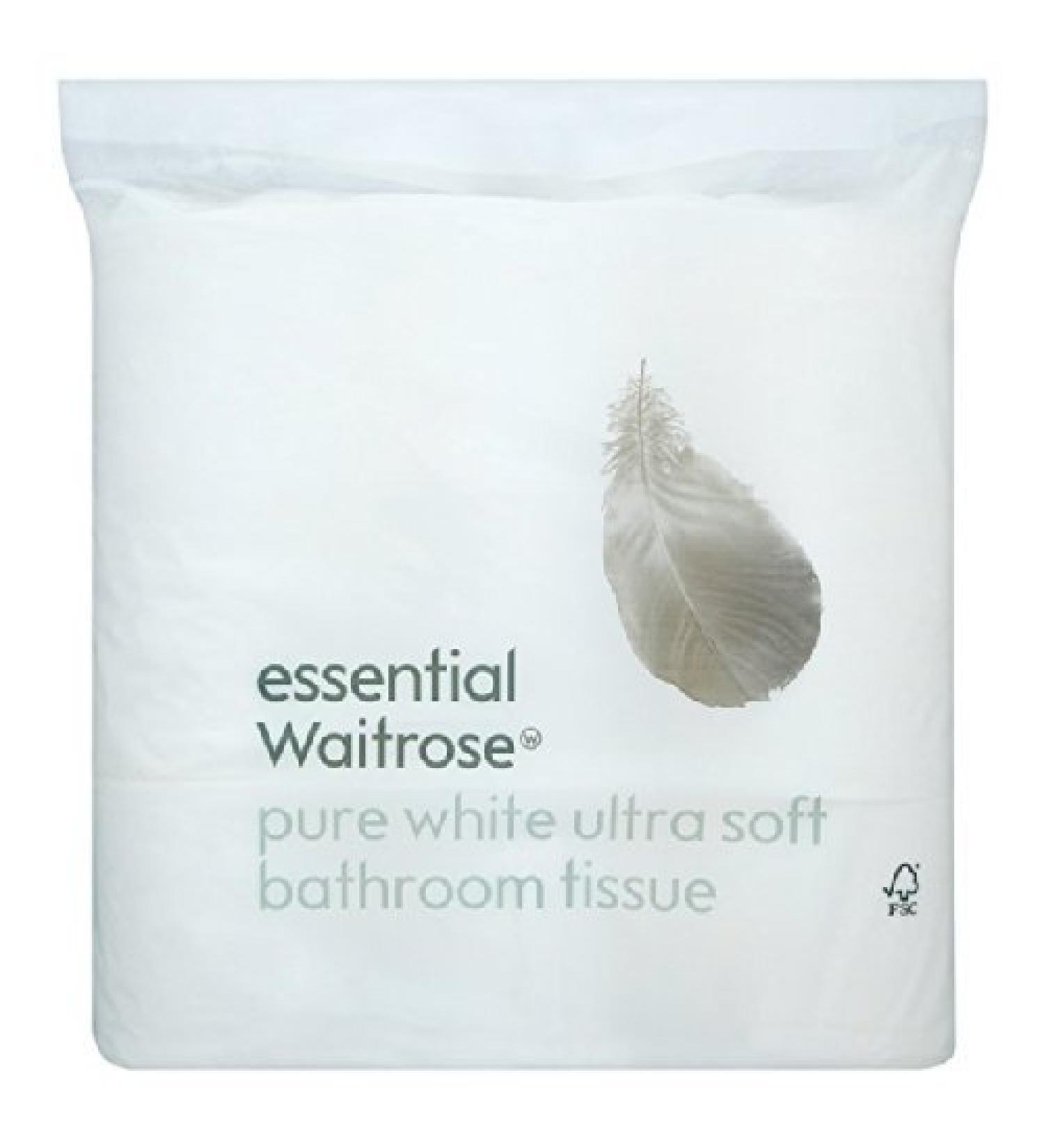 Ultra Soft Toilet Tissue White Essential Waitrose 9 per pack