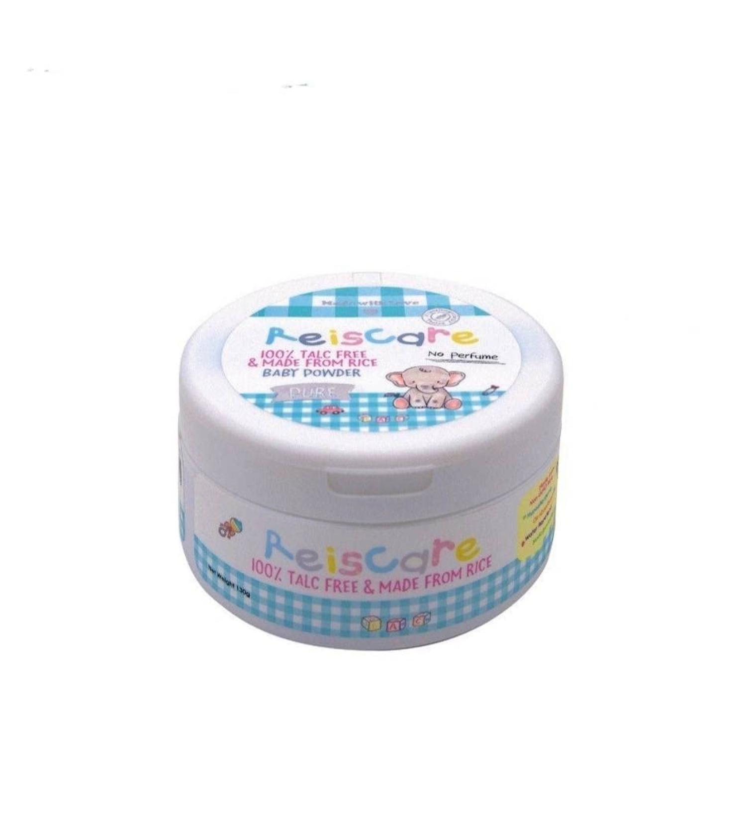 Reiscare 100% Talc-Free Rice Baby Powder 130g with Puff - Gentle & Fragrance-Free for Baby's Smooth Skin - Buy Online on SooperMarket.com