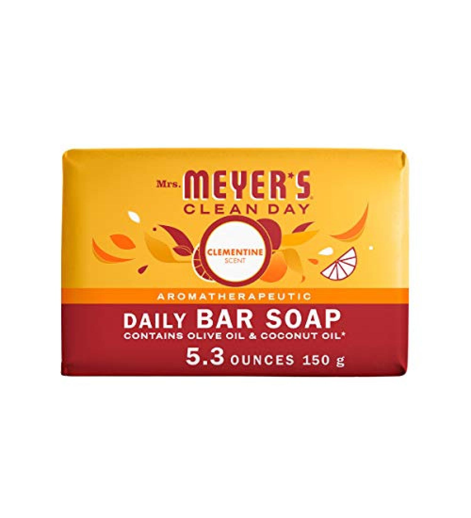 Mrs. Meyer's Clean Day Clementine Bar Soap - 5.3 oz | Cruelty-Free Formula with Essential Oils | Body & Hand Wash - Buy Online on SooperMarket.com