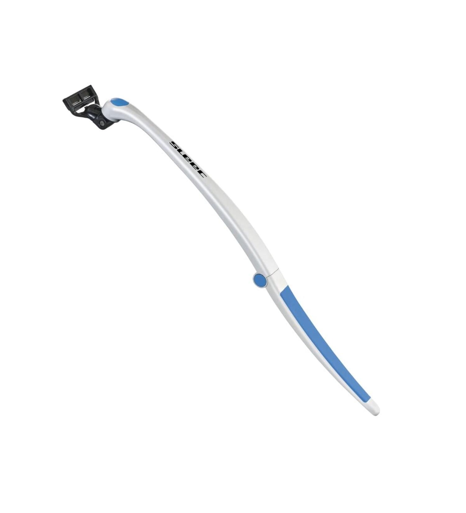 Sleec Razor Body Sport - High-Quality German Razor for Face Legs & Back | Fold-Out Grip | 4x5 Blades | White/Light Blue - Buy Online on SooperMarket.com