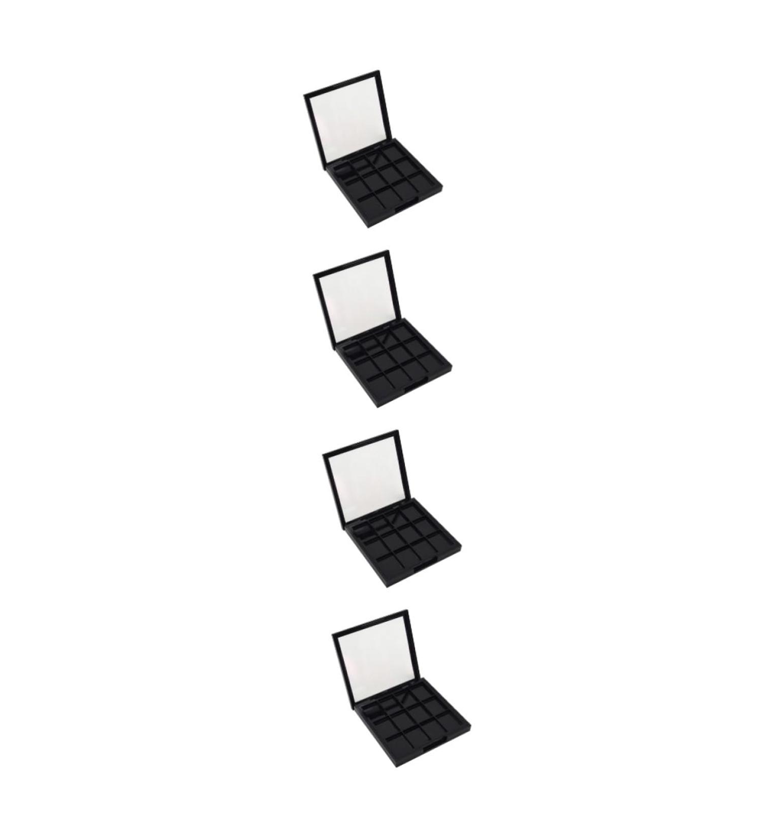 PLAFOPE 4 Pcs 12 Empty Eye Shadow Pallet Acrylic Makeup Cosmetic Pallet Empty Makeup with Mirror Black - Buy Online on SooperMarket.com