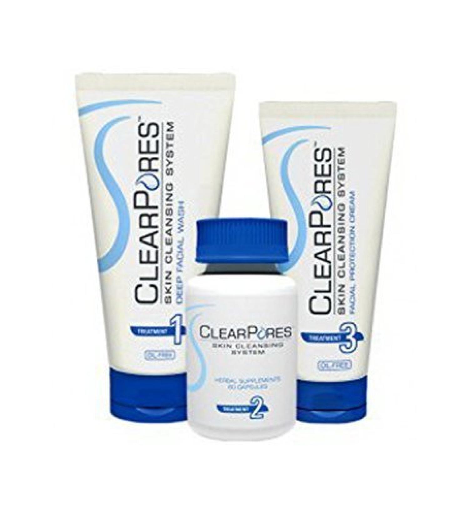 Facial System - Acne Treatment - Clear Pores Deep Facial Wash Herbal Supplement Facial Protection Cream by Roomidea