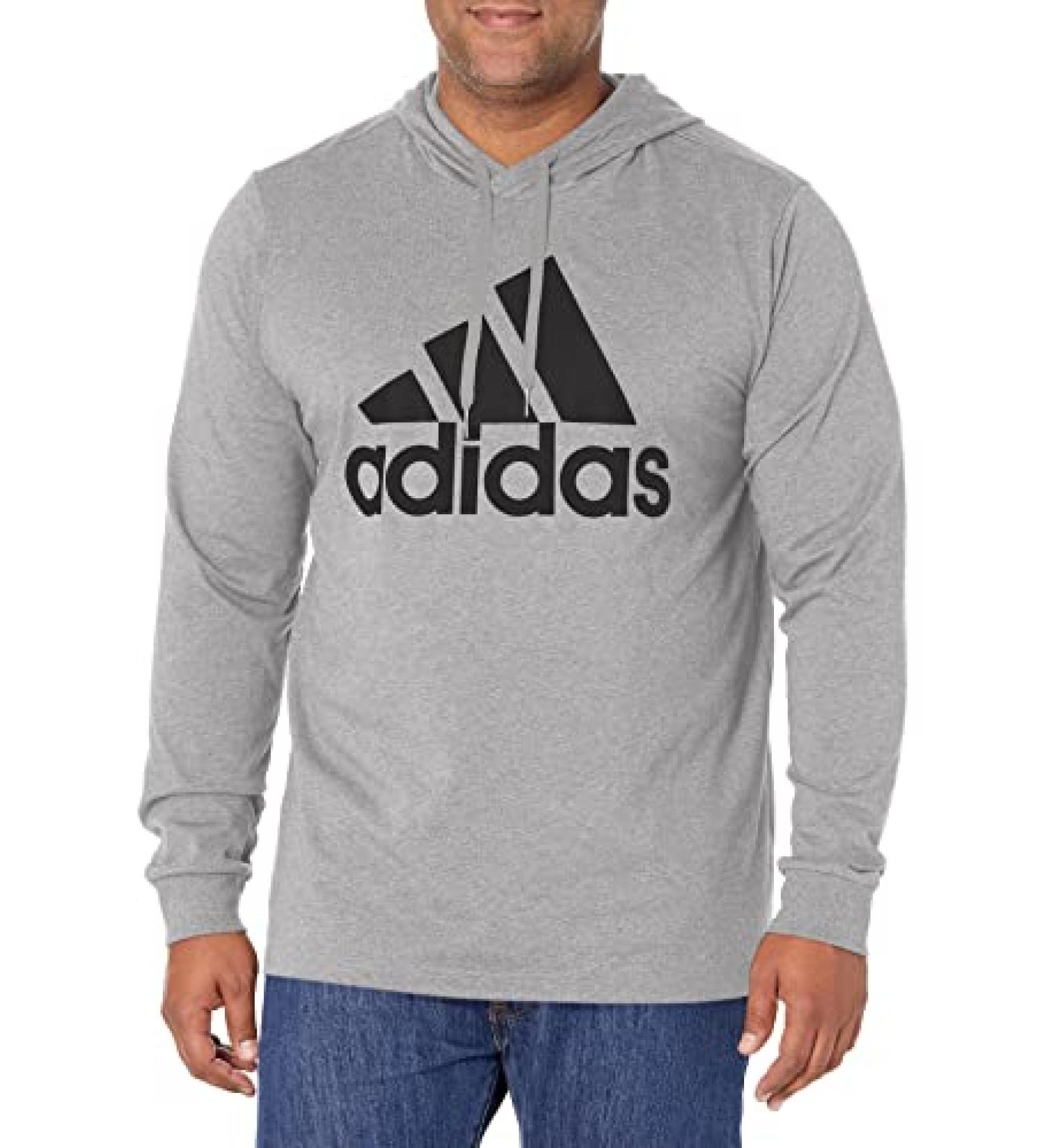adidas Men's Essentials Logo Hoodie X-Large Tall - Medium Grey Heather/Black - Buy Online on SooperMarket.com