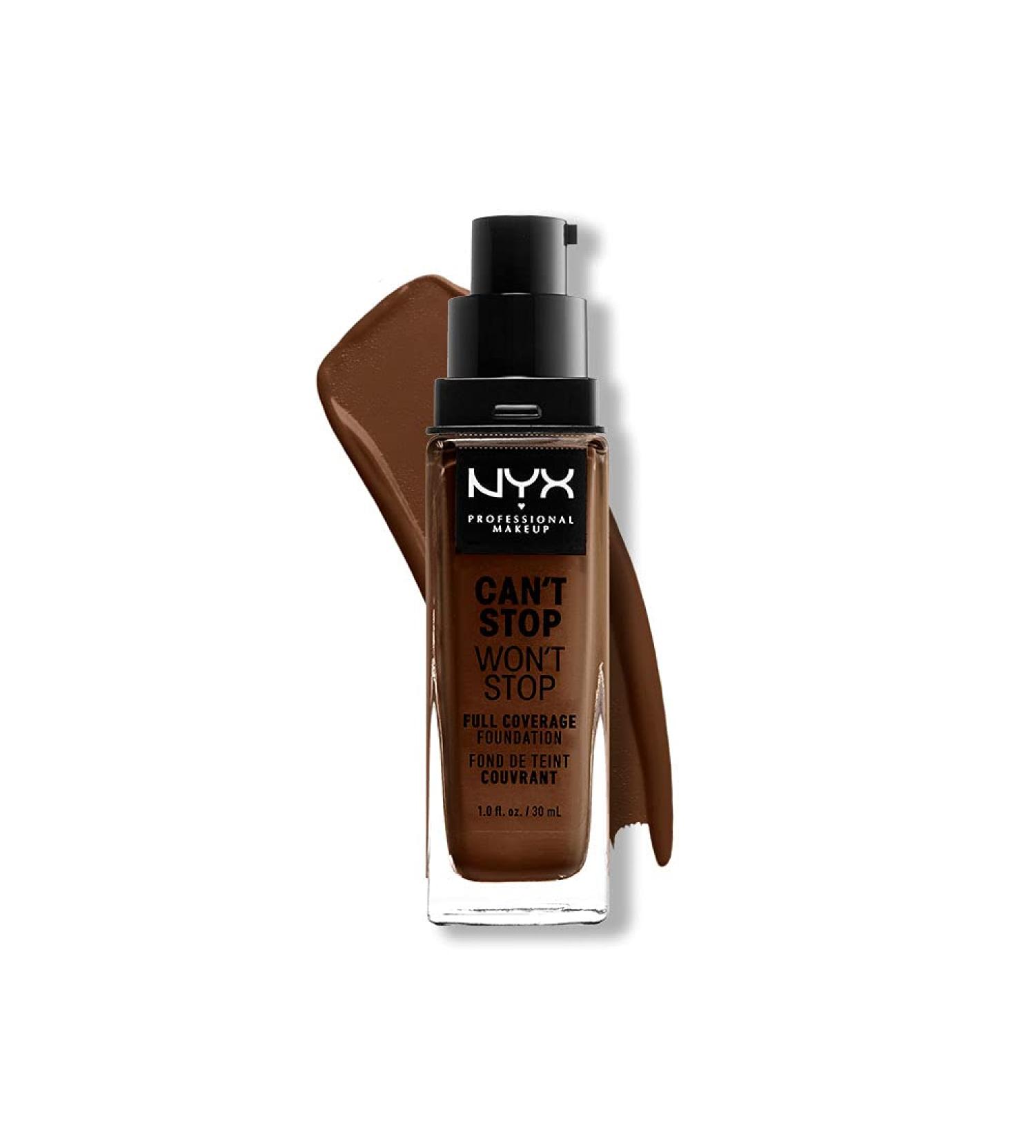 NYX Can't Stop Won't Stop Full Coverage Foundation Deep Walnut 22.7 - Matte Finish, Long Lasting, Waterproof, Vegan Formula - Buy Online on SooperMarket.com
