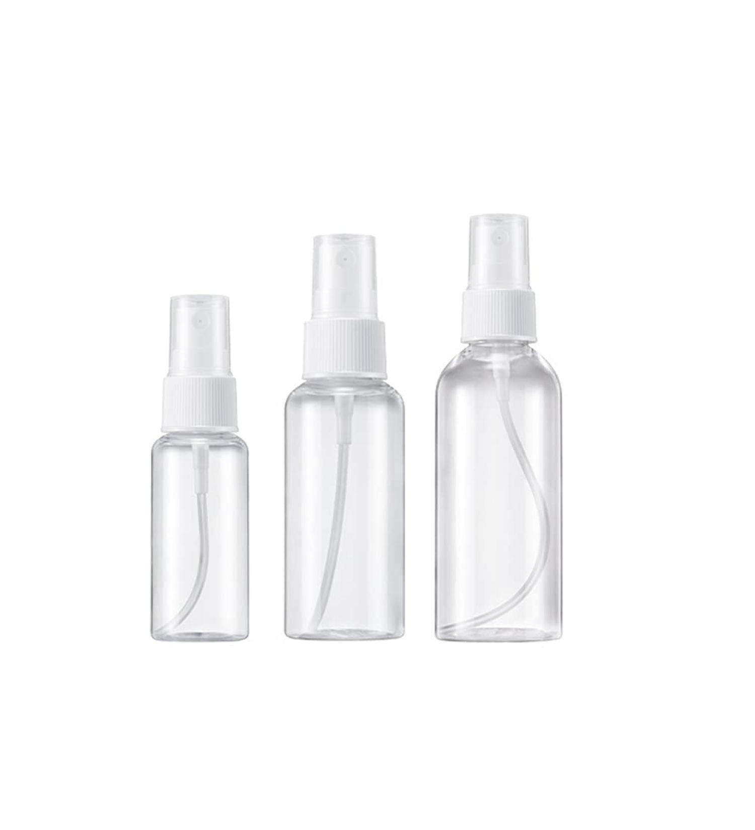 3-Piece Small Spray Bottle Set (30ml 60ml 80ml) - Transparent Portable Atomizers for Travel - Perfect for Water Alcohol and Perfume - Buy Online on SooperMarket.com