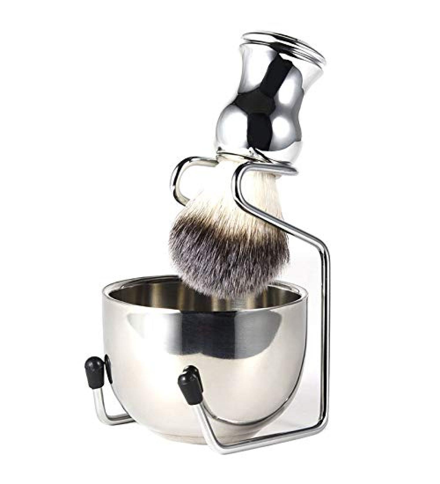 Wresetly Shaving Set | Stainless Steel Soap Dish Brush Holder & Nylon Brush Kit for Ultimate Grooming Experience - Buy Online on SooperMarket.com