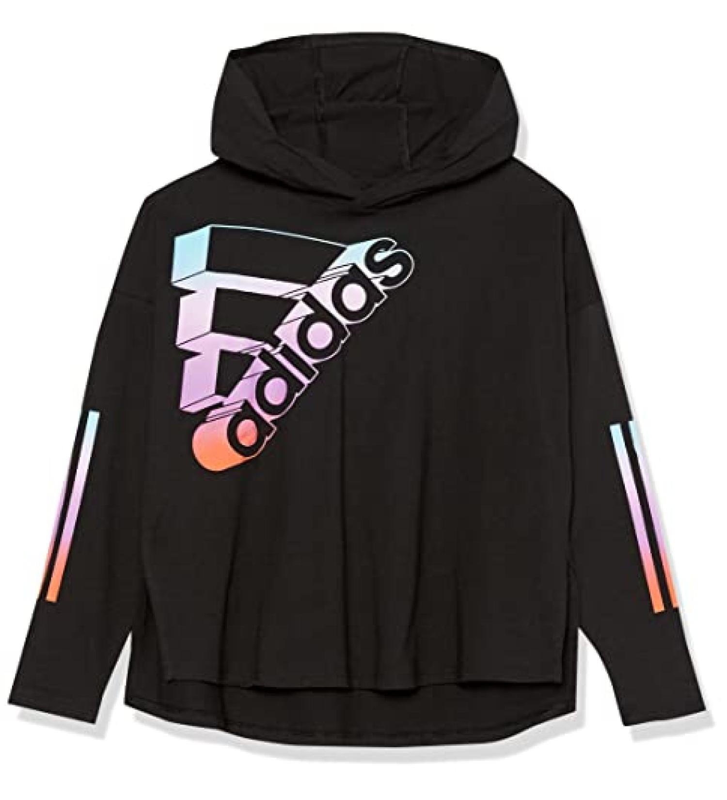 adidas Girls' Long Sleeve Cotton Hooded Graphic T-Shirt X-Large Black/Multicolor - Buy Online on SooperMarket.com