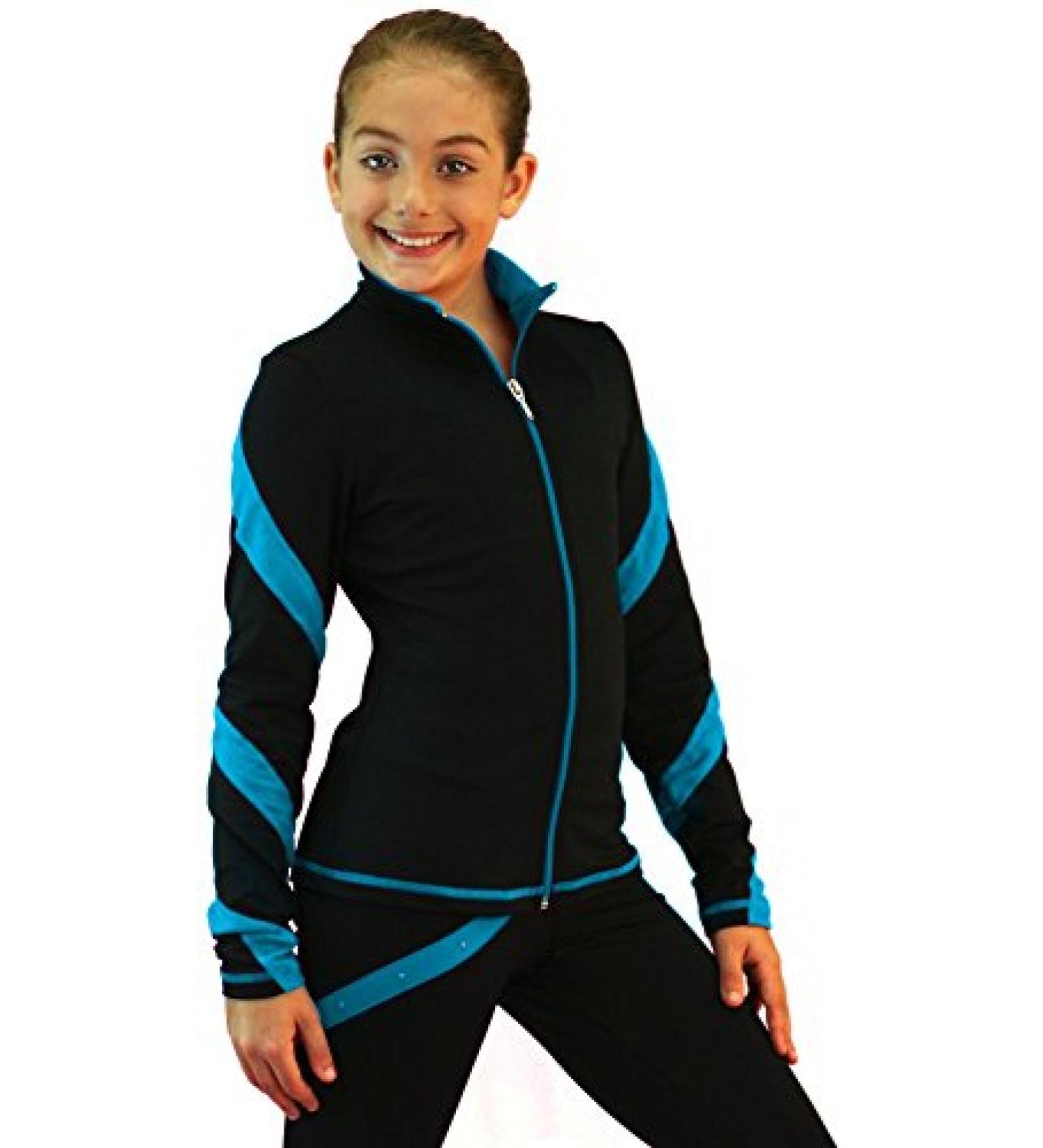 ChloeNoel Spiral Figure Skating Jacket J636 Small Turquoise