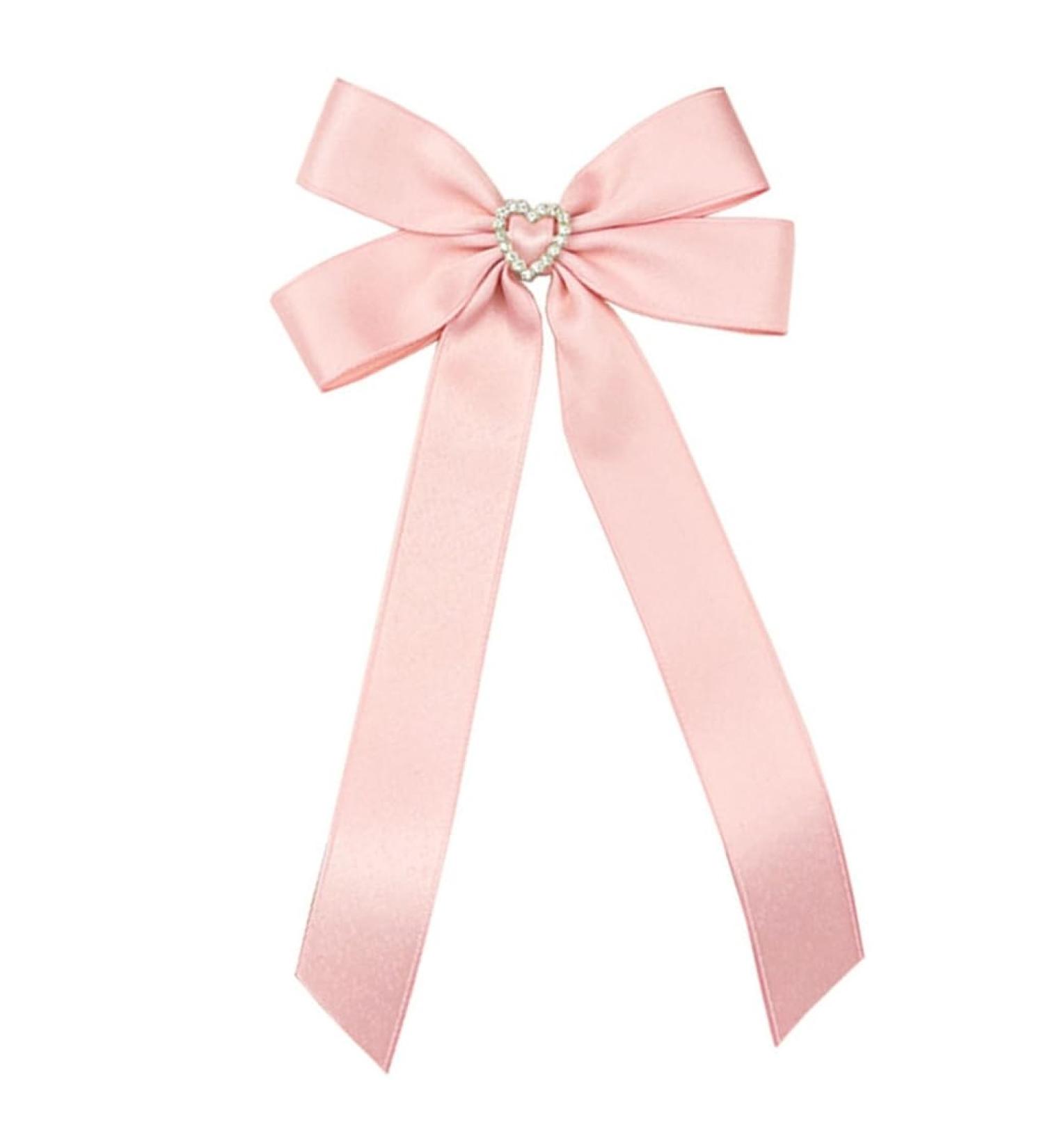 JSGHGDF Bowknot Hair Clip Heart Long Ribbon Bowknot Shape Hair Clip for Girl Spring Styling Tiaras Pink - Buy Online on SooperMarket.com