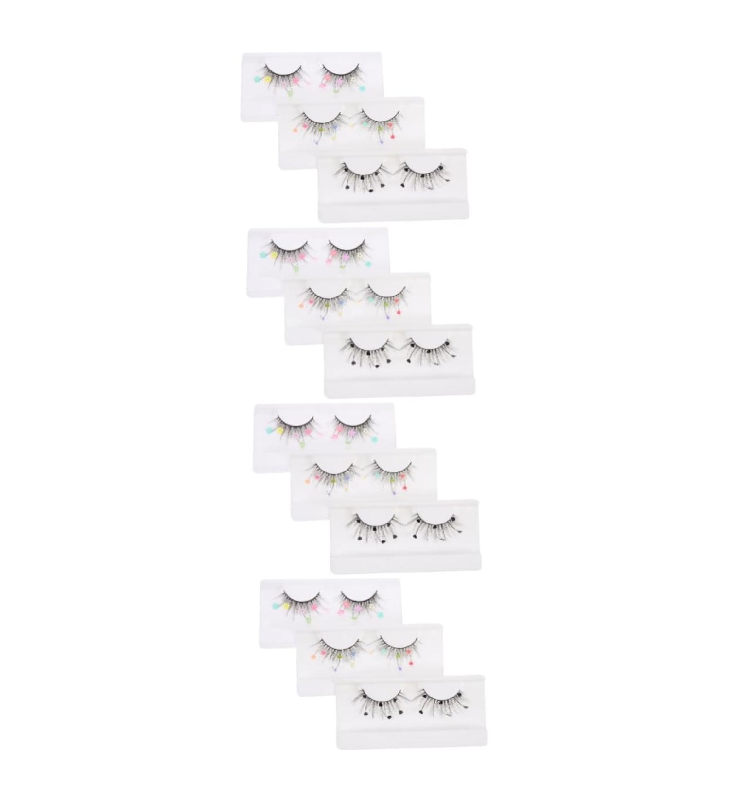 minkissy 12 Pairs Sequin False Eyelashes Pride Outfit Natural False Lashes Cosplay Colored Eyelashes Color Lashes Fake Lashes Natural Pride Makeup Imitation Miss Flash Flower Stickers - Buy Online on SooperMarket.com