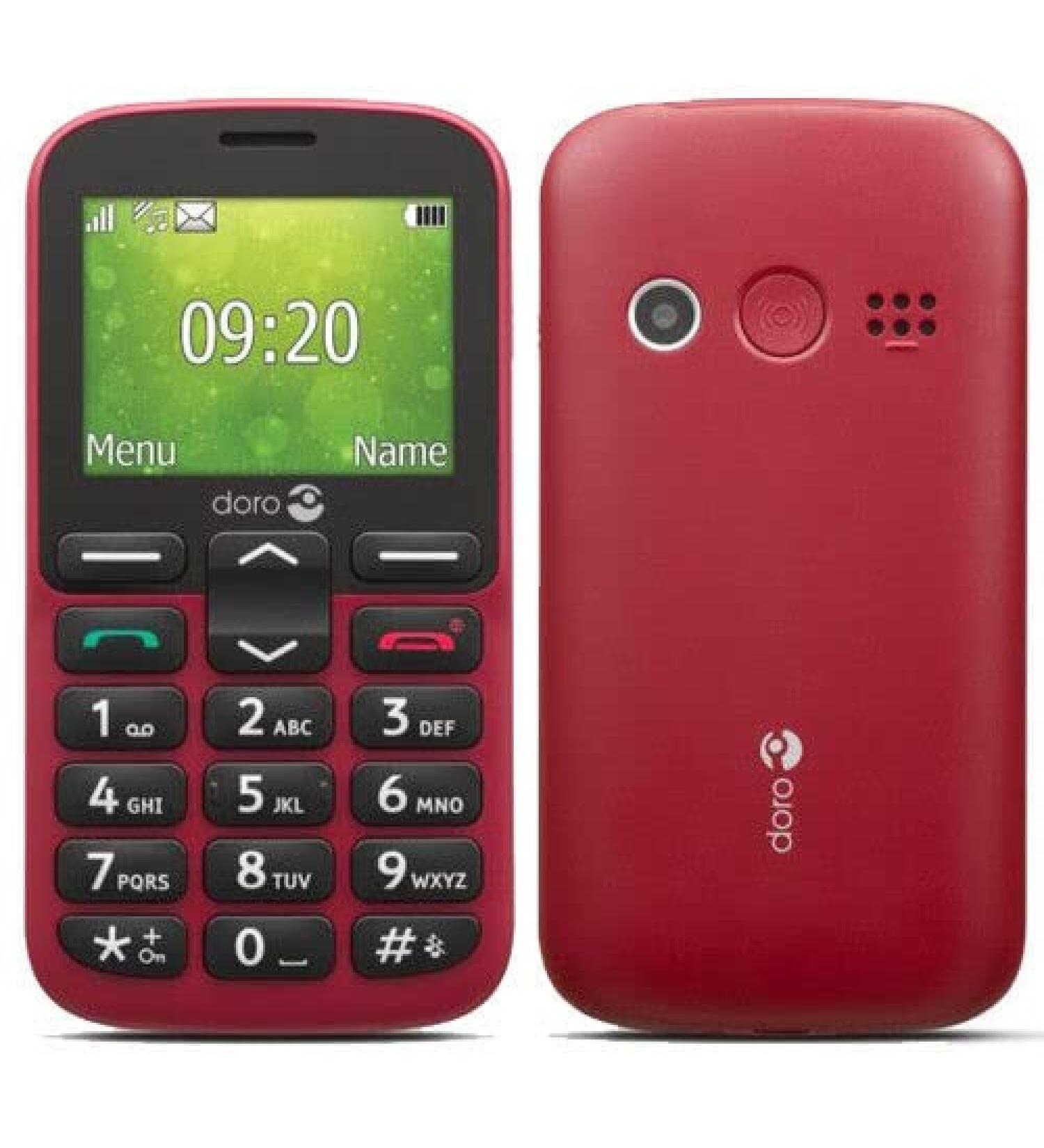 Doro 1380 Unlocked 2G Dual SIM Mobile Phone for Seniors with 2.4" Display Camera and Assistance Button (Black) UK and Irish Version (Red)