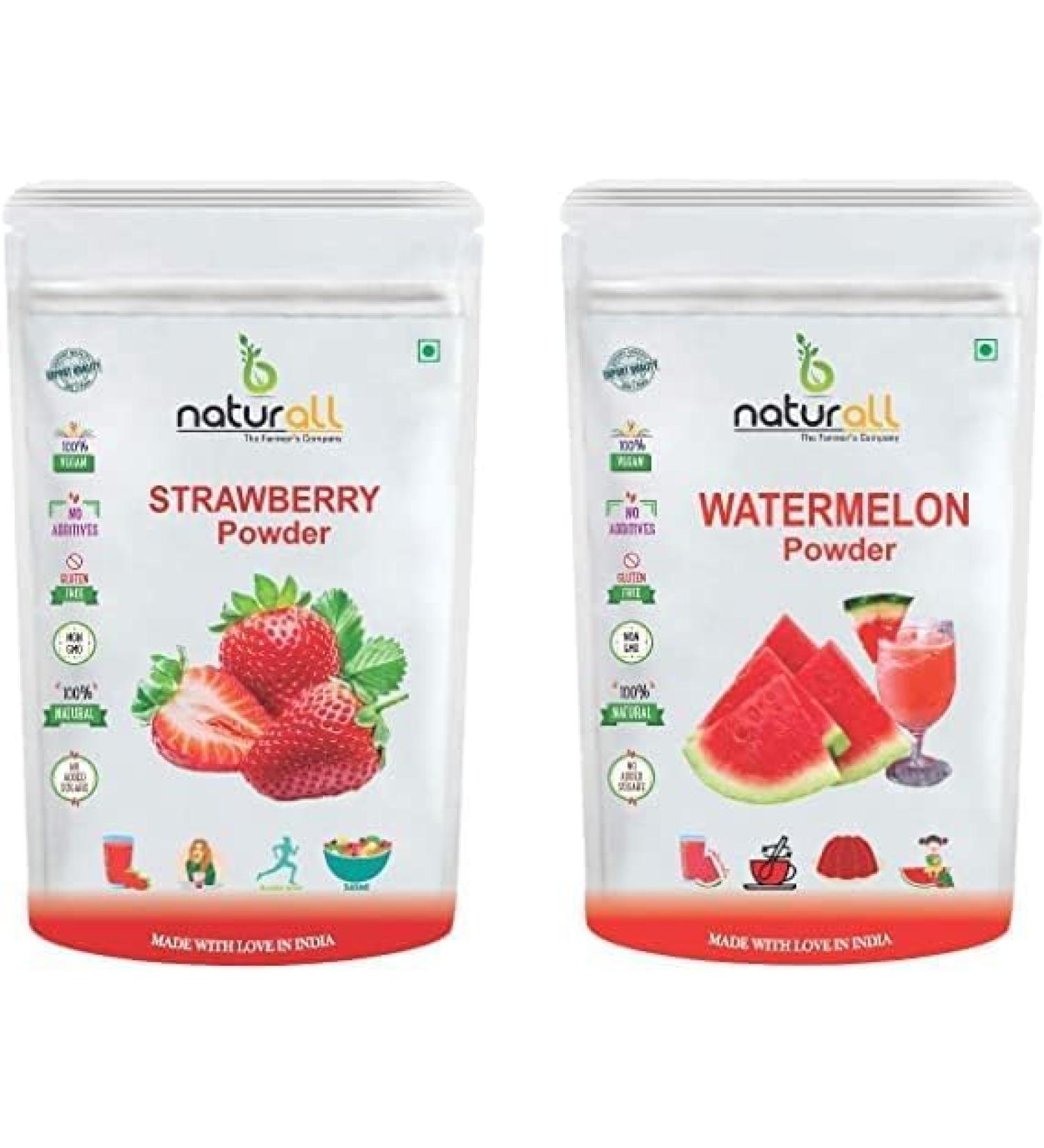 THRU ruit Powder Combo Pack of 2 Strawberry Powder & Watermelon Powder |Dry No Added Sugars and Preservatives (200 GM Each) 400 GM by - Buy Online on SooperMarket.com