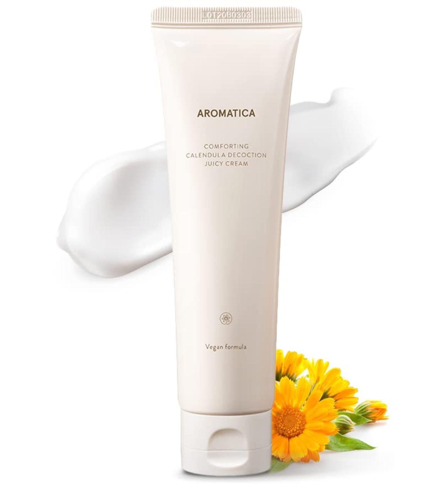 AROMATICA Calendula Juicy Cream - Vegan Moisturizer with 48% Calendula Extract for Soft Hydration | Ideal for Sensitive to Normal Skin Types | For Itchy and Rough Skin - 02 Calendula - Buy Online on SooperMarket.com