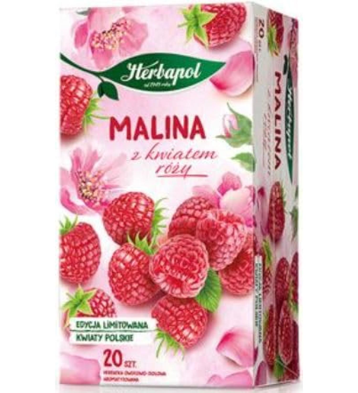 Raspberry With Rose Blossom Tea Natural Pure And Refreshing Herbal Fruit Infusion Herbapol