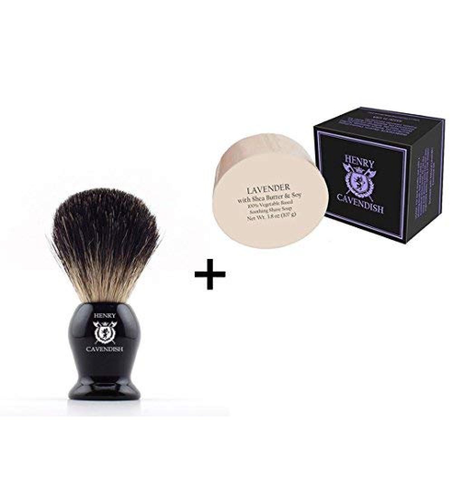 Henry Cavendish Lavender Shave Kit - Luxury Shaving Soap with Shea Butter Coconut Oil & Badger Hair Brush - International Shipping Available - Buy Online on SooperMarket.com