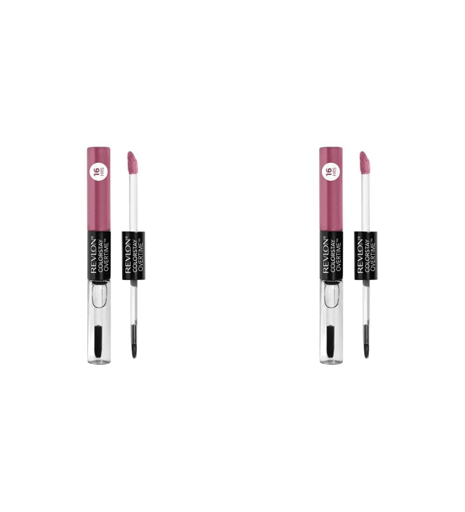 REVLON ColorStay Overtime Lipcolor in Pink 080 Keep Blushing - Pack of 2 with Vitamin E and Clear Lip Gloss - 0.07 Fl Oz - Buy Online on SooperMarket.com