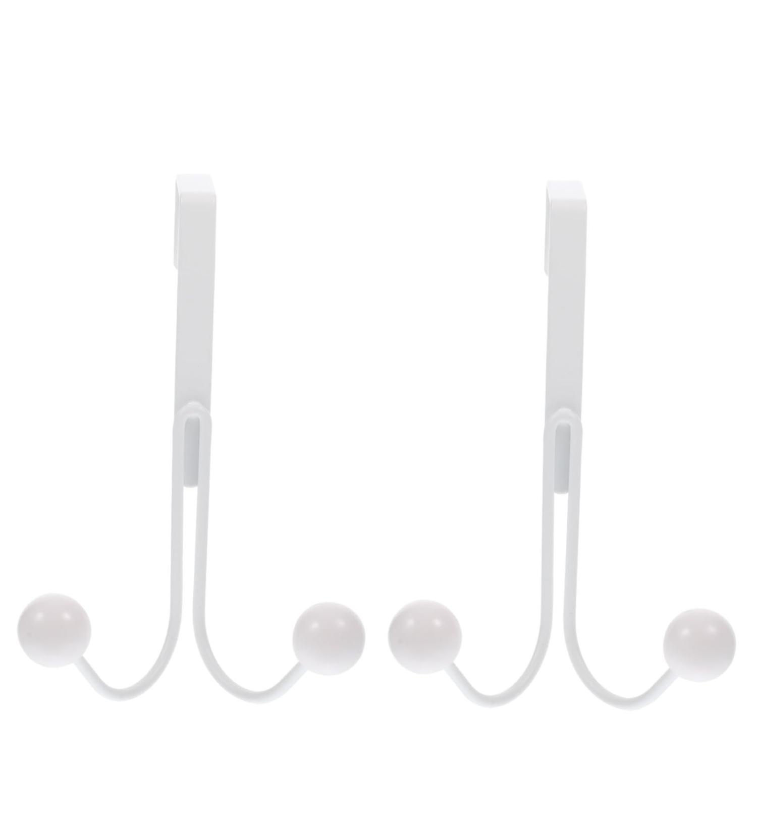 CIYODO 2pcs Double Hook Towel Rack Coat Hangers Metal Coat Hanger Hooks Hanging Hook Wall Mount Nail 14x9cm White - Buy Online on SooperMarket.com