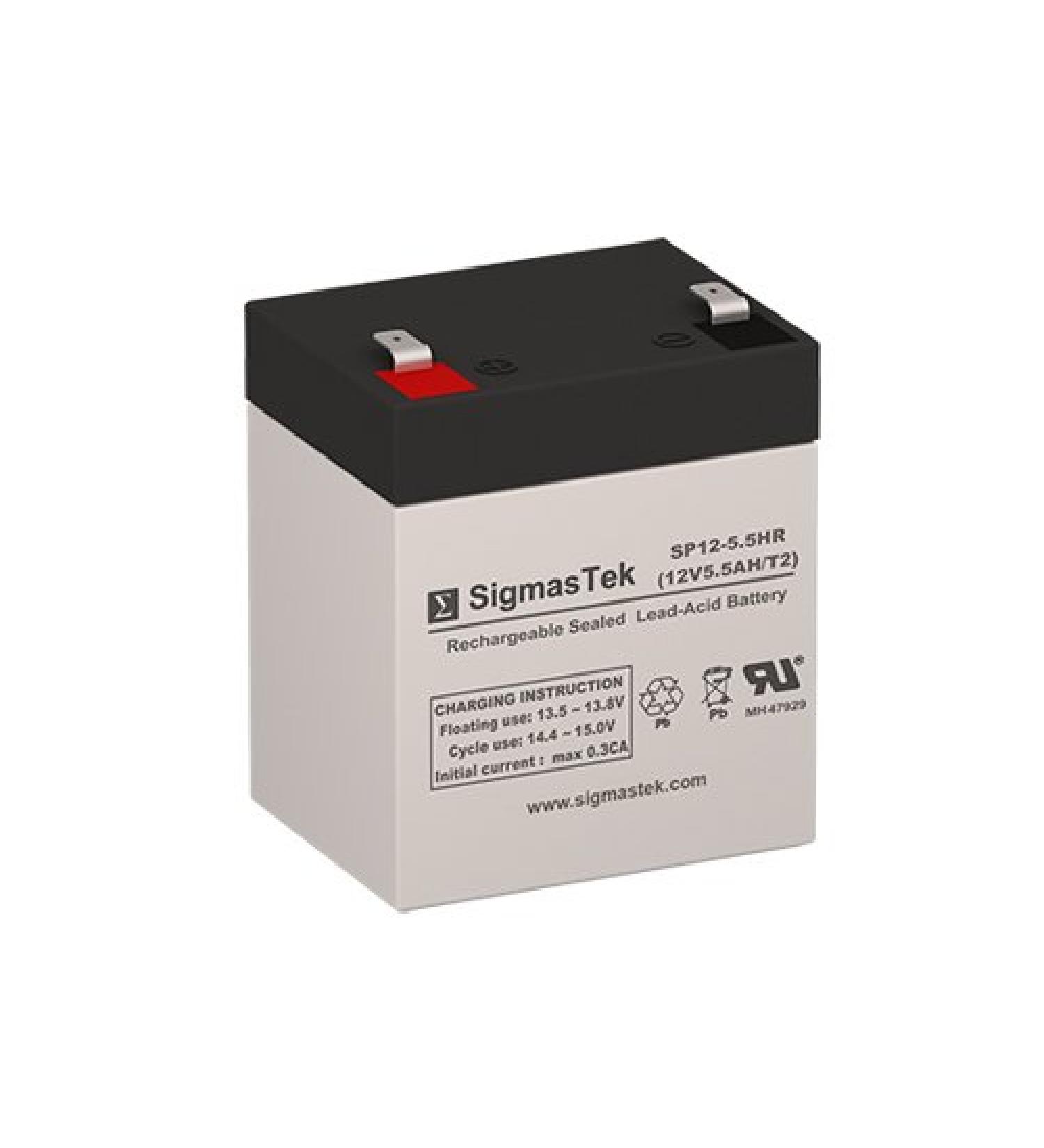 PS-1250-F2 12 Volt 5.5 AmpH SLA Replacement Battery with F2 Terminal