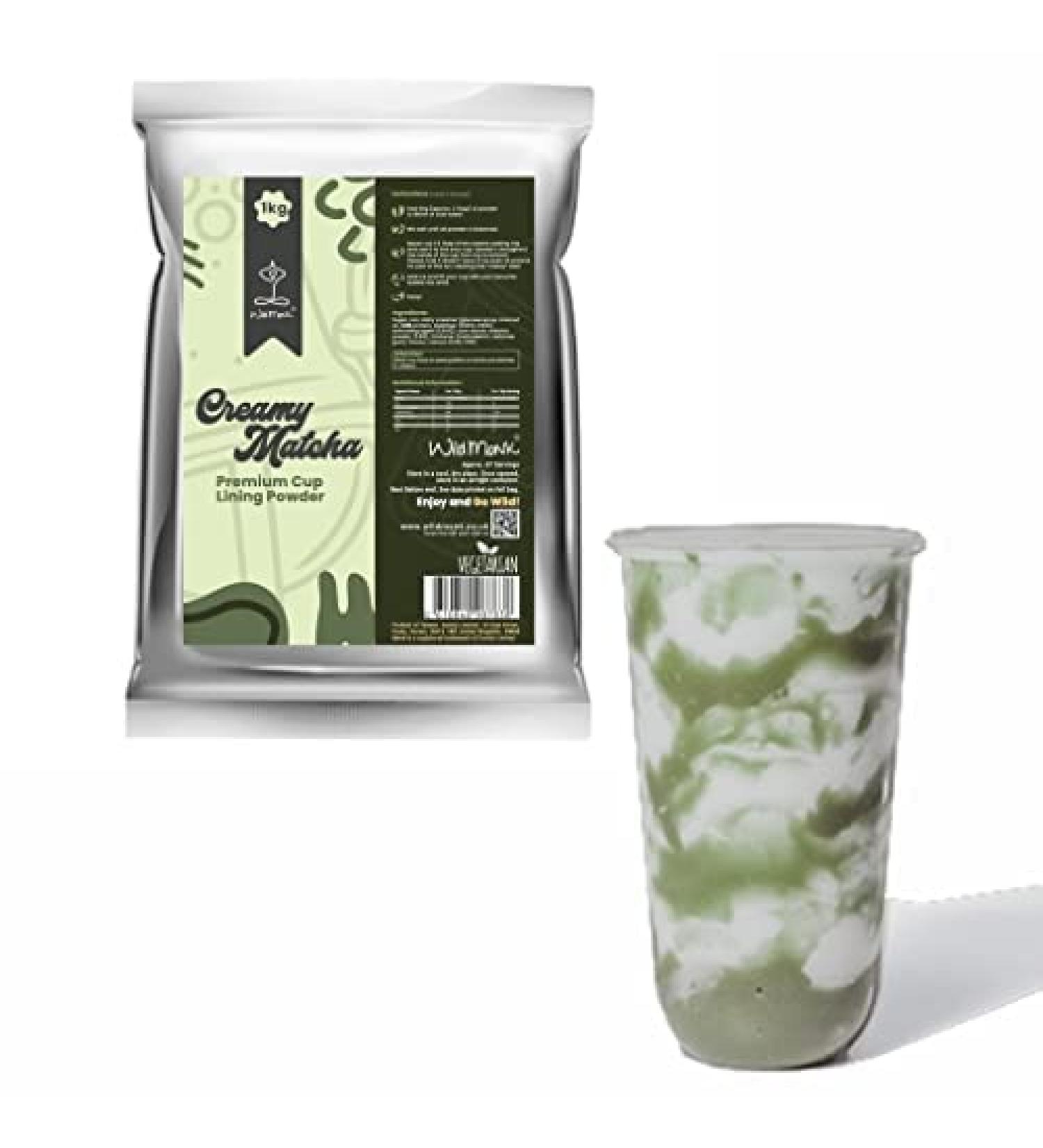 Wild Monk Creamy Matcha Cup Lining (1kg) 67 Servings Premium Cup Lining Powder Form Add Flavor to Bubble Tea & Desserts - Buy Online on SooperMarket.com