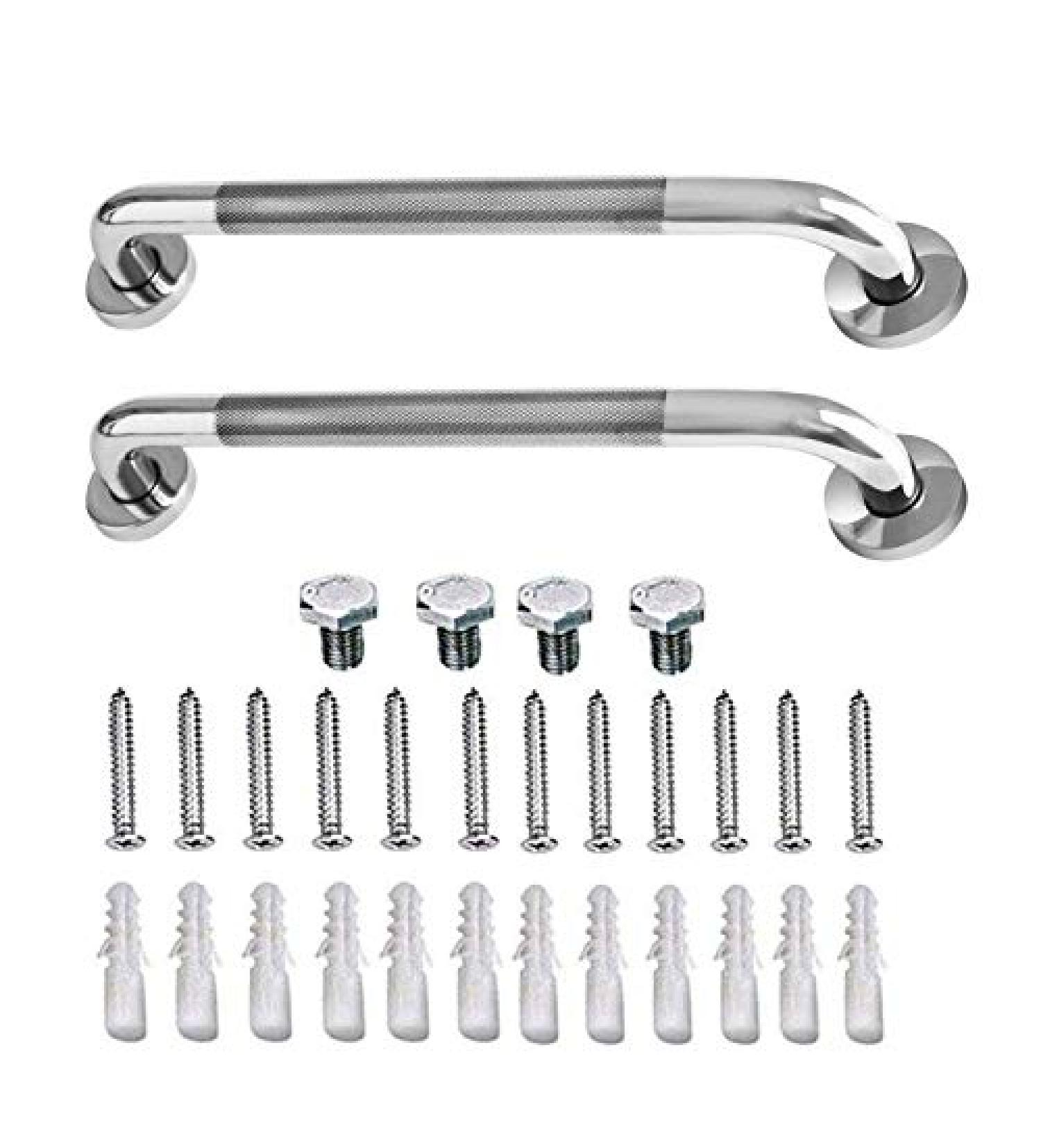 KisSealed Shower Grab Bars Pack of 2 Chrome Stainless Steel Bathroom Grab Bar Anti Slip Bathroom Safety Bars Handicap Elderly Assist Bath Handle for Bathtubs and Showers(16 Inch) - Buy Online on SooperMarket.com