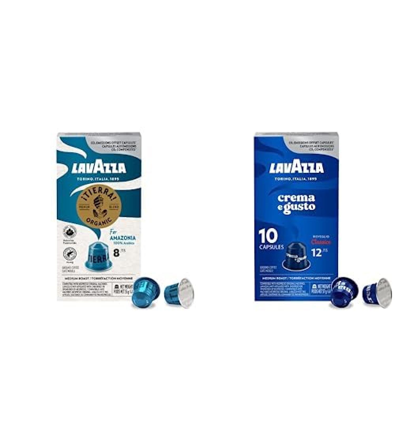 Lavazza Tierra for Amazonia Medium Roast Coffee Capsules Compatible with Nespresso Original Machines with Crema E Gusto Medium Roast Coffee Capsules Compatible