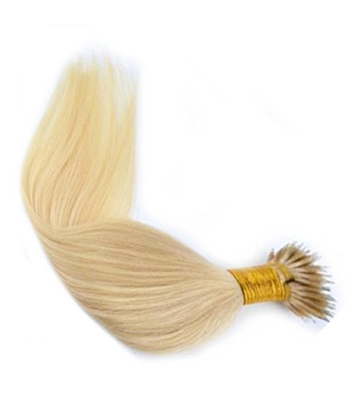 Nano Ring Hair Extensions Platinum Blonde #60 100% Remy Human Hair Nano Beads Included (18")