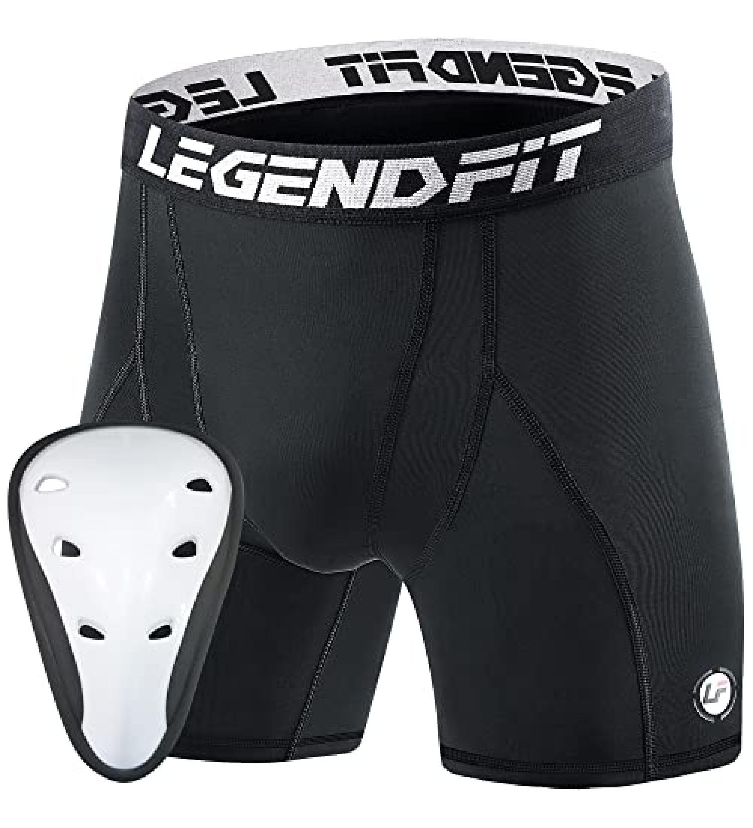 Legendfit Youth Boys Sliding Shorts with Protective Cup - Black Medium | Athletic Compression Shorts for Baseball, Football, Lacrosse, MMA - Buy Online on SooperMarket.com