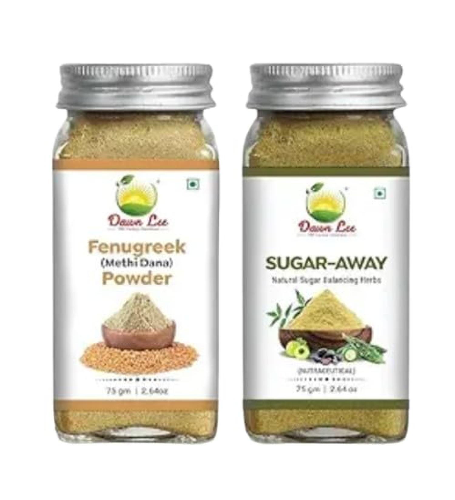 Dawn Lee Fenugreek Powder 75gm and Sugar Away 75gm Methi Dana Powder 75 g & Black Salt Natural - Combo Pack - Buy Online on SooperMarket.com