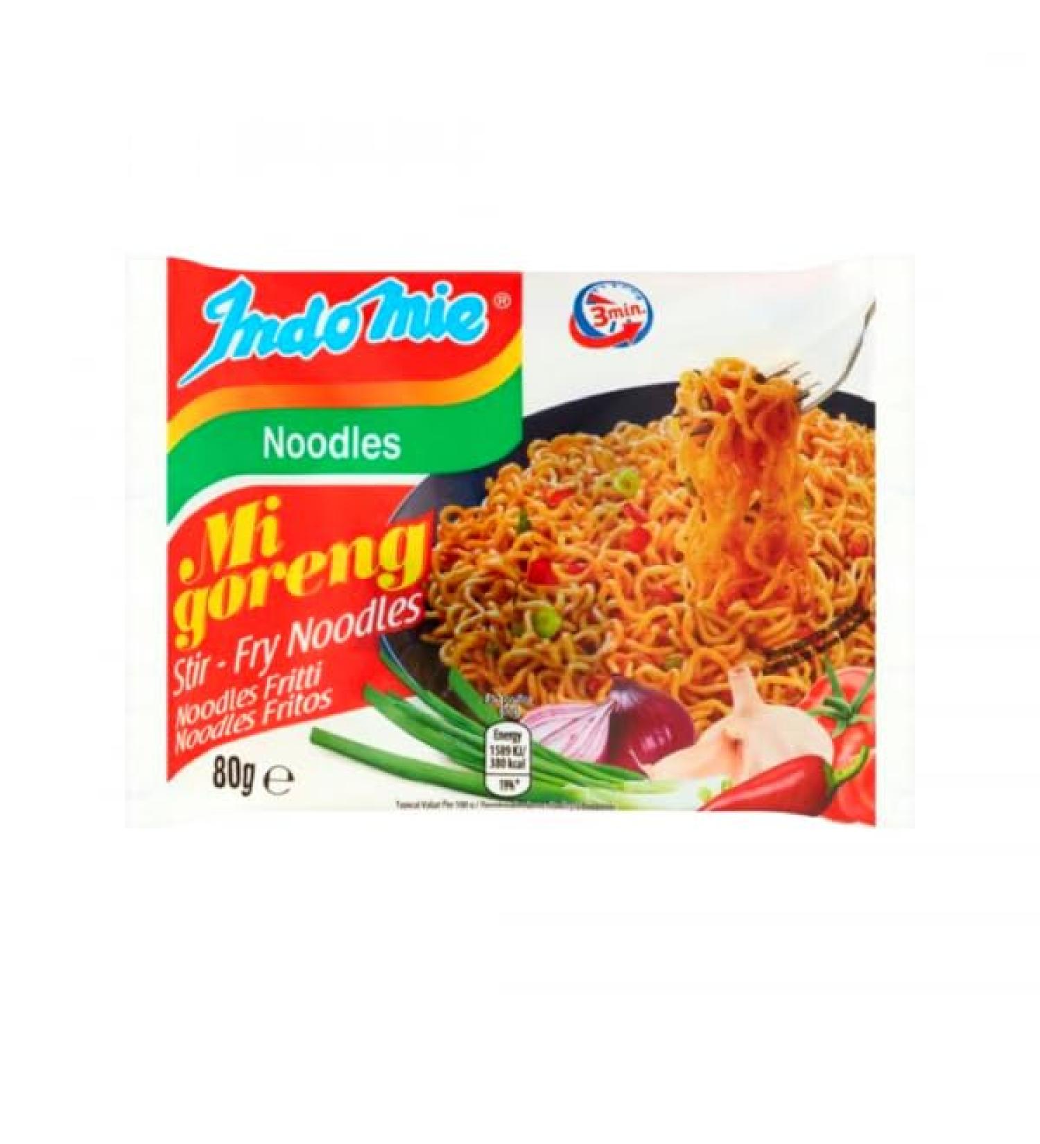 Indomie Mi Goreng Stir-Fry Noodles - Original Flavor 80g (Pack of 10) | Authentic Indonesian Instant Noodles | Versatile Meal Option | Ready in 3 Minutes - Buy Online on SooperMarket.com