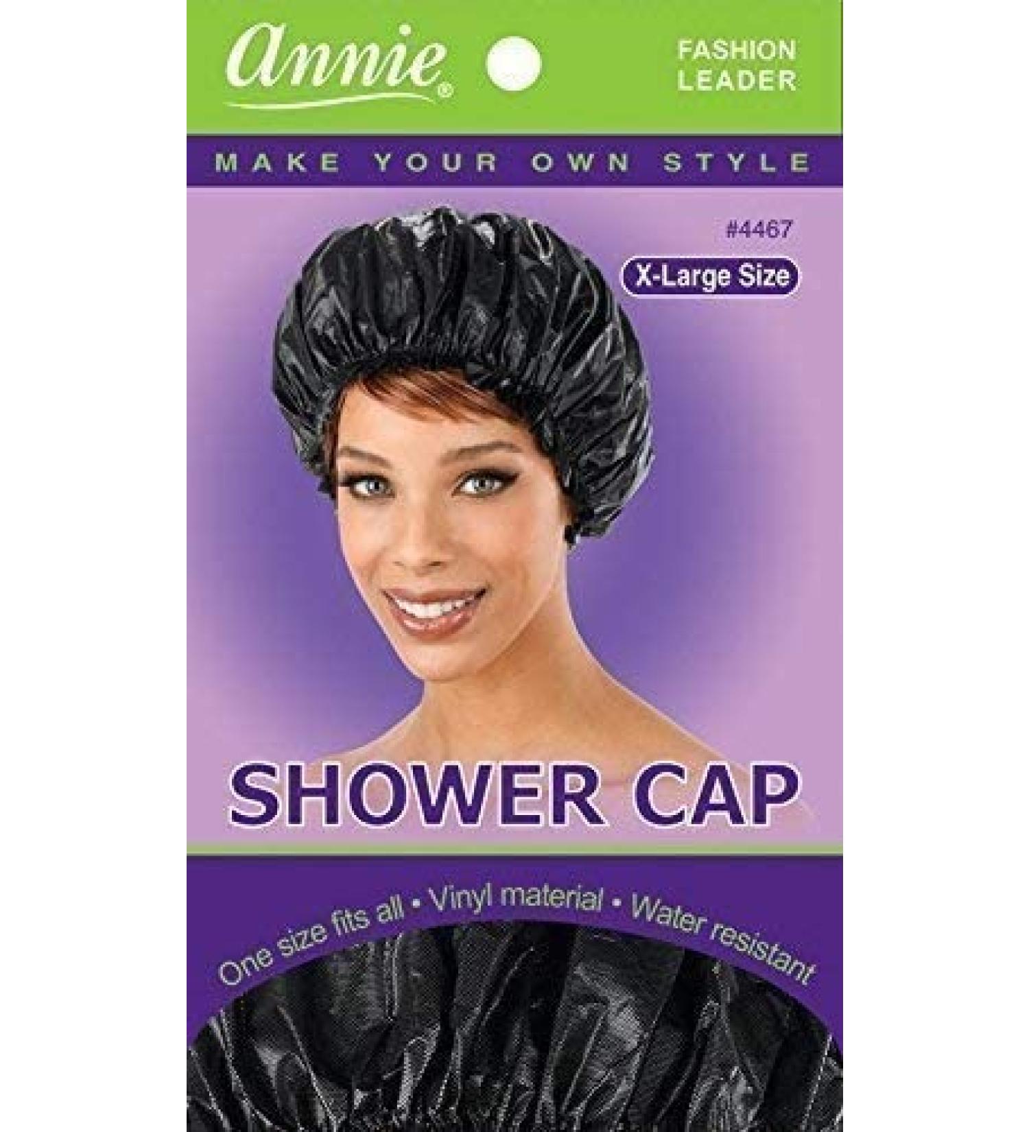 Black Vinyl Extra Large Shower Cap with Elastic Band - Won't Fall Off - Buy Online on SooperMarket.com
