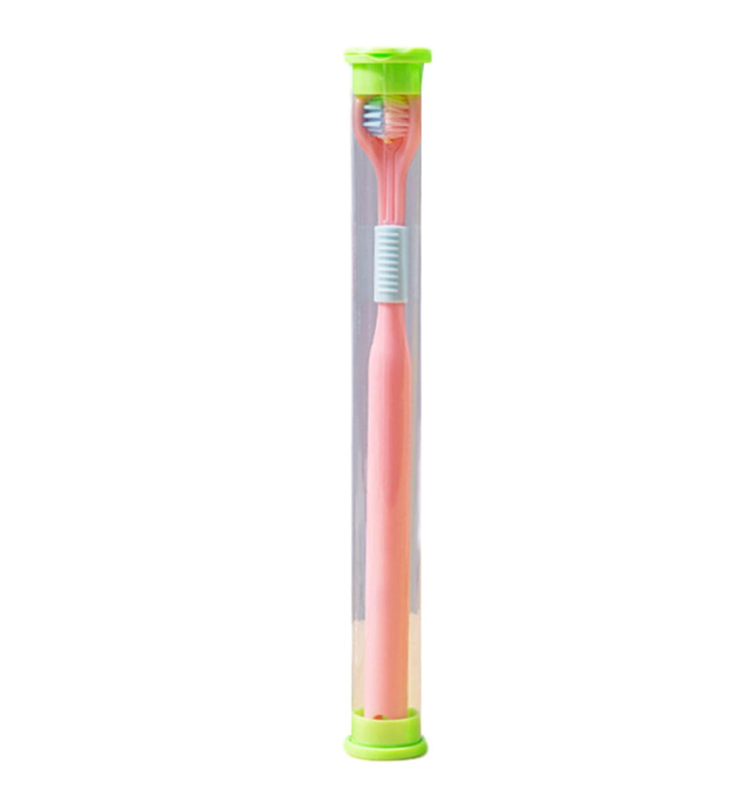 Three-Sided Sensory Toothbrush for Adults | Soft Bristle Travel Toothbrush | Gentle Gum Care - Pink - Buy Online on SooperMarket.com