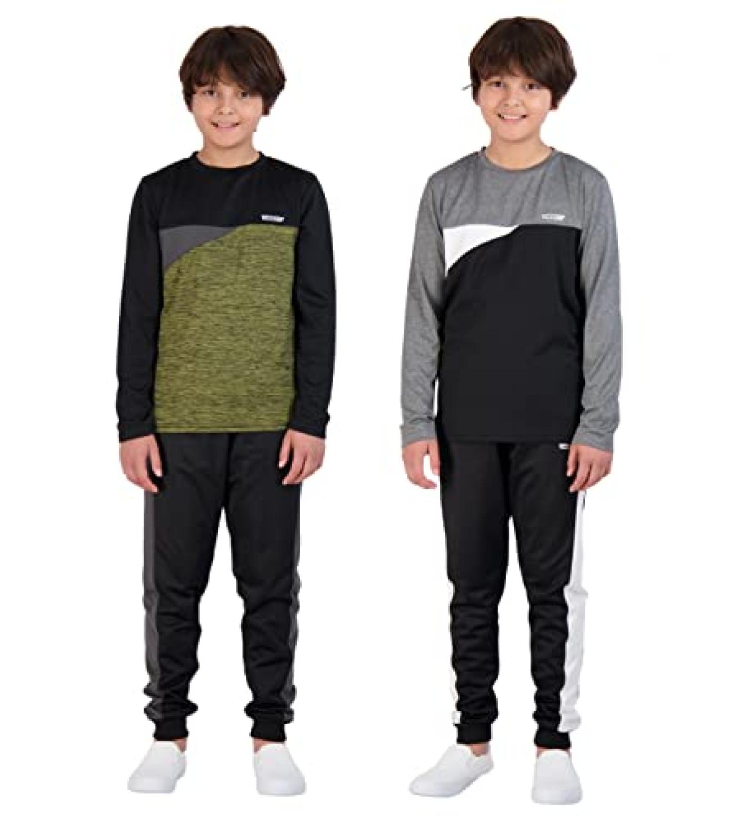 Hind Boys 4-Piece Active Long Sleeve Quick Dry T-Shirt and Jogger Set - Black, Size 10 - Buy Online on SooperMarket.com