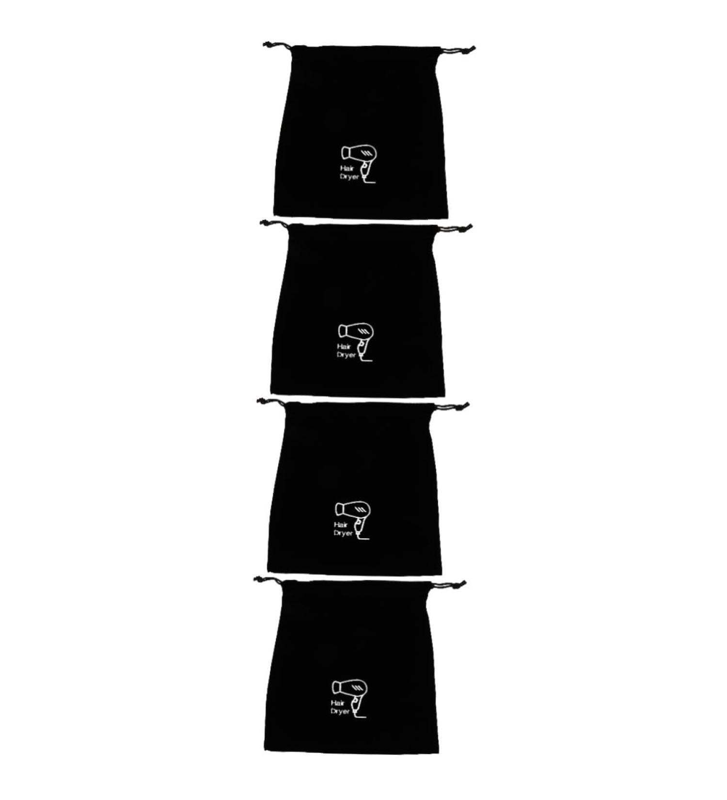 FOYTOKI 4 Pcs Hair Dryer Storage Bag Accessories Blower Tool Drawstring Bag Roller Cosmetic Flannel Black - Buy Online on SooperMarket.com