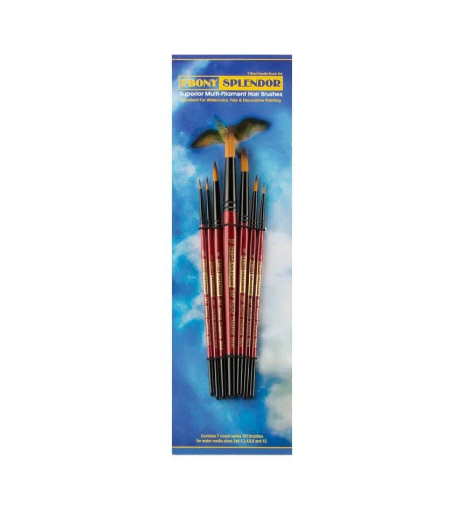 Ebony Splendor Brush Short Handle Round Set Set Round Set of 7