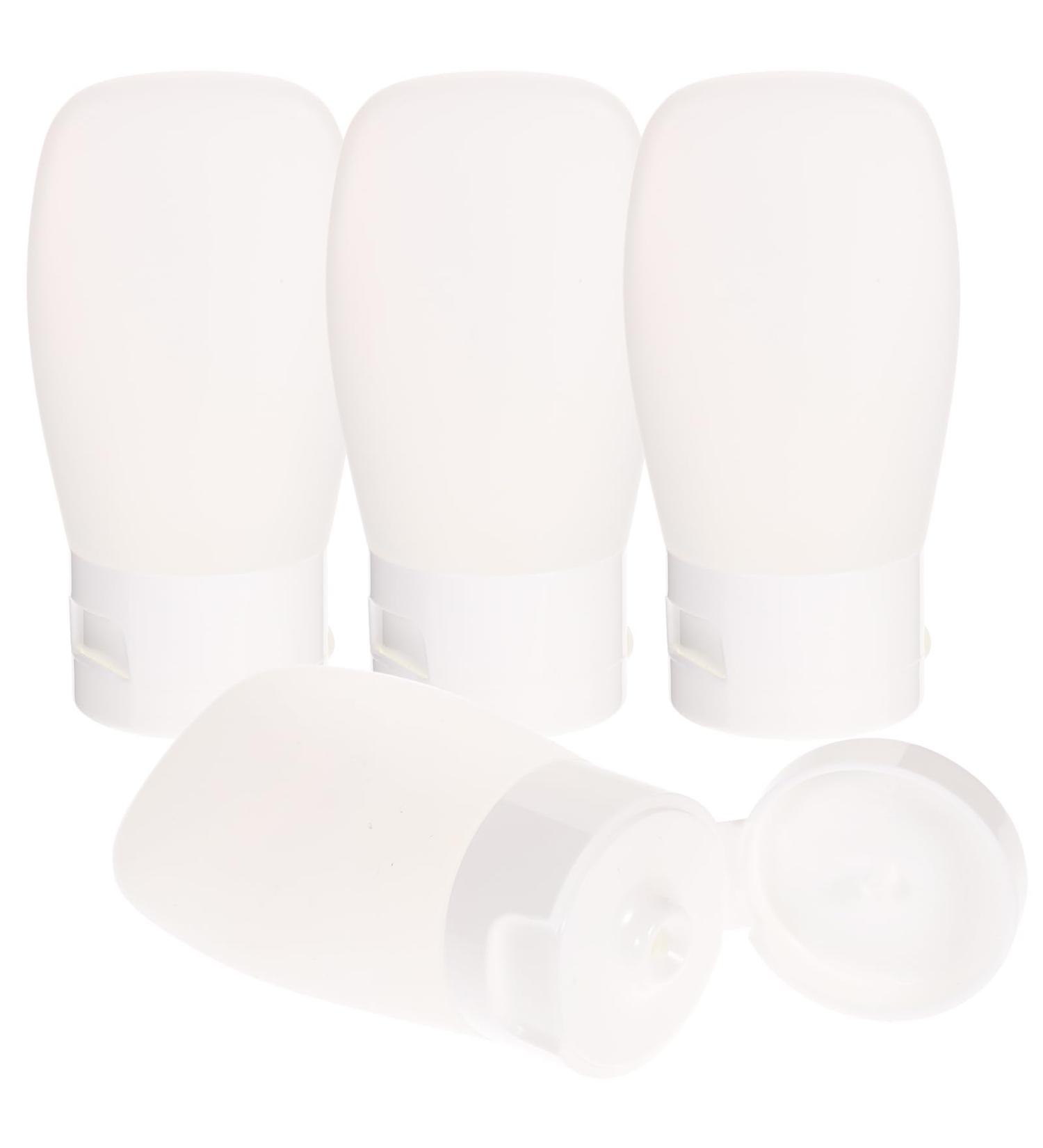 FRCOLOR 4Pcs Silicone Travel Shampoo Bottles Set Portable Refillable Lotion & Shampoo Bottles 30ml for Travel - Easy Squeezy White Containers - Buy Online on SooperMarket.com