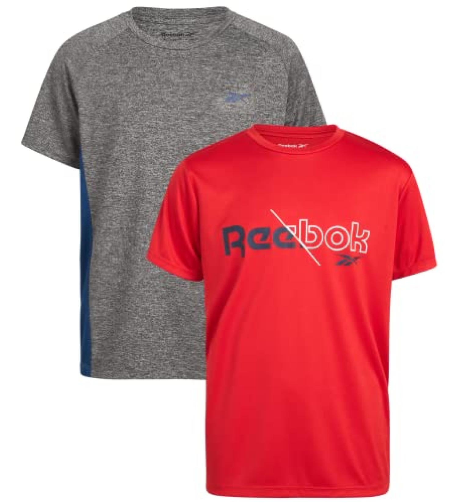 Reebok Boys 2 Pack Athletic T-Shirt, Light Grey Catonic, Size 8 - Dry-Fit Sports Tee - Buy Online on SooperMarket.com