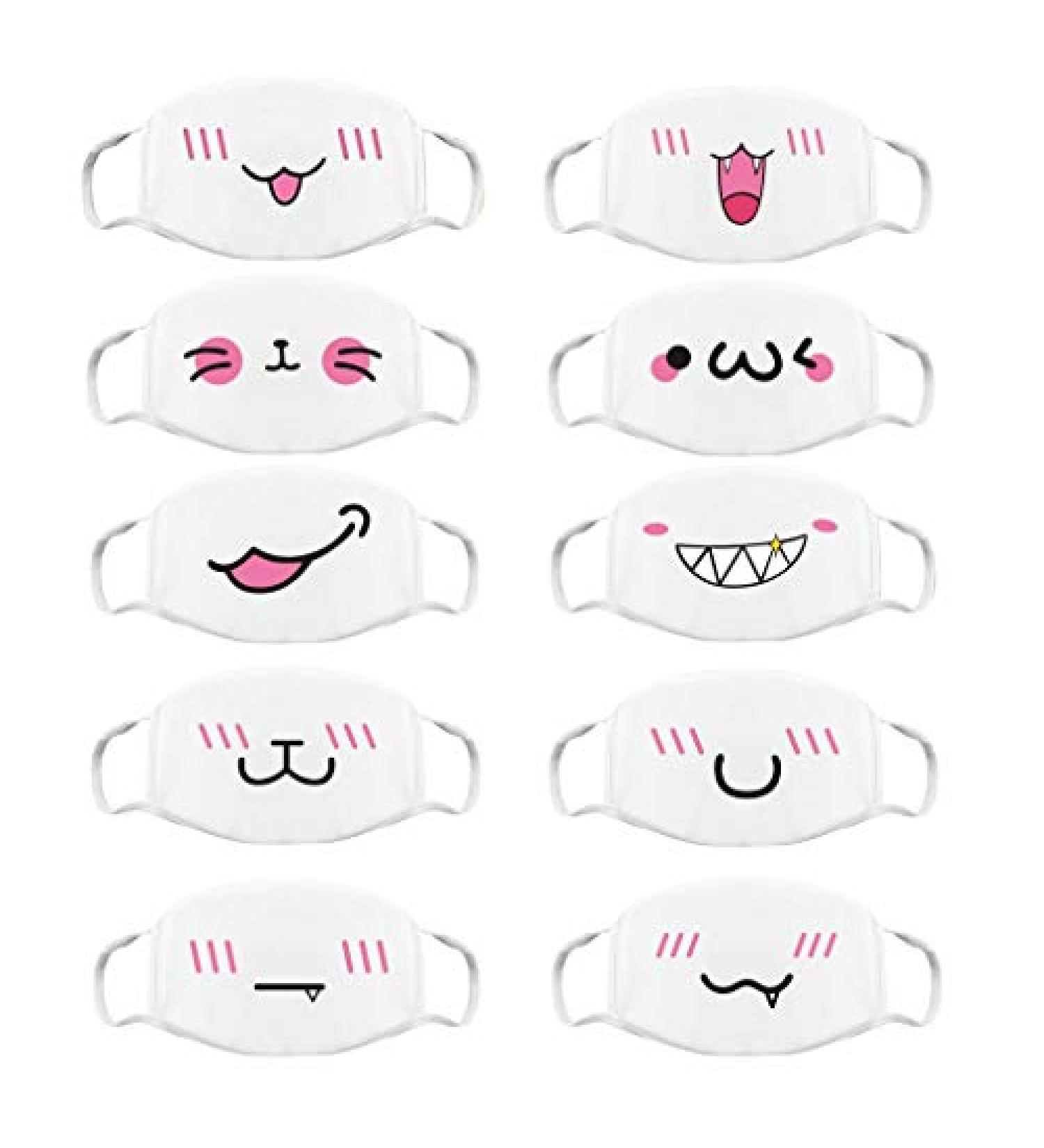 QZQ HOME Unisex Cute Anime Mouth Mask - White Kawaii Anti Dust Face Cover - Buy Online on SooperMarket.com