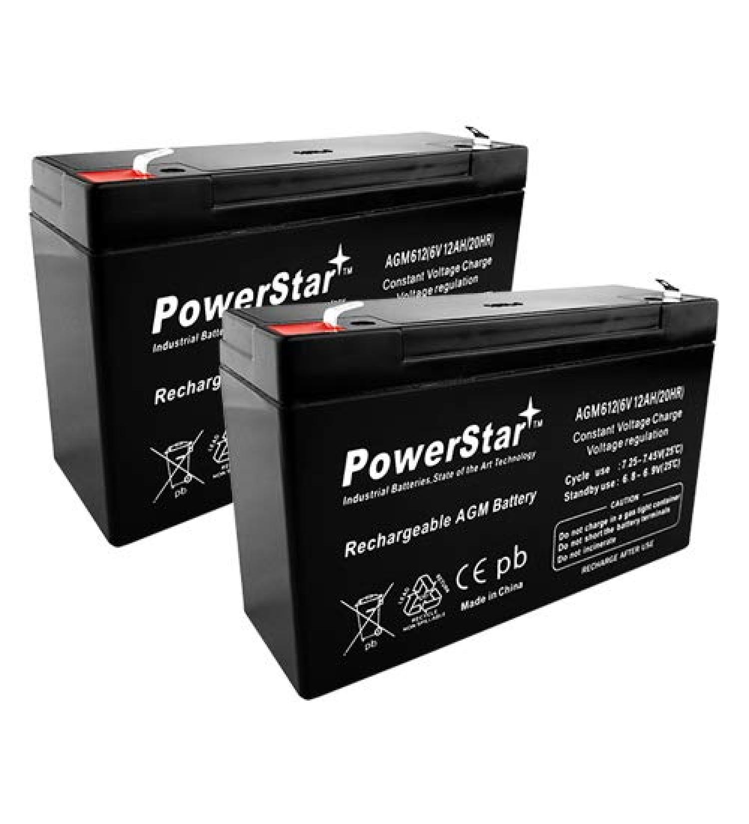 Buy PowerStar 6 Volt Rechargeable Battery (2-Pack) - Replaces LC-R0612P ML12-6F2 PS-6100 D5778 UB6120 F2/F1-12AH for International Shipping - Buy Online on SooperMarket.com