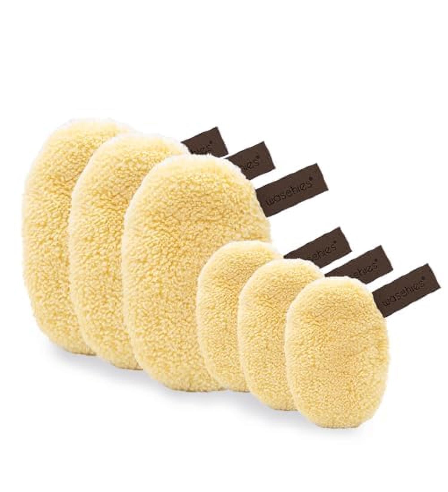 Washaben Washable Lubrication & Cleaning Pads - Reusable Hypoallergenic Skin-Friendly Supersoft Pastel Yellow Edition (6 Pack) - Pore Depth Cleaning with Water - Buy Online on SooperMarket.com