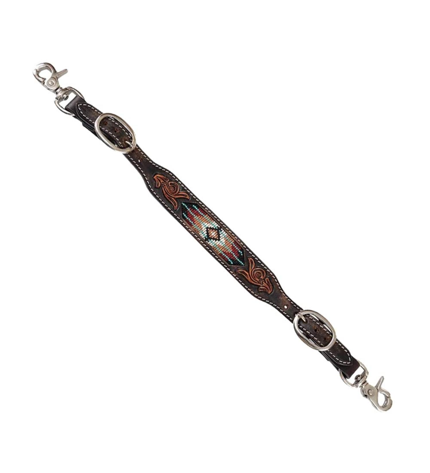 Circle Y Beaded Southwest Wither Strap Turq/BRWN/Wht