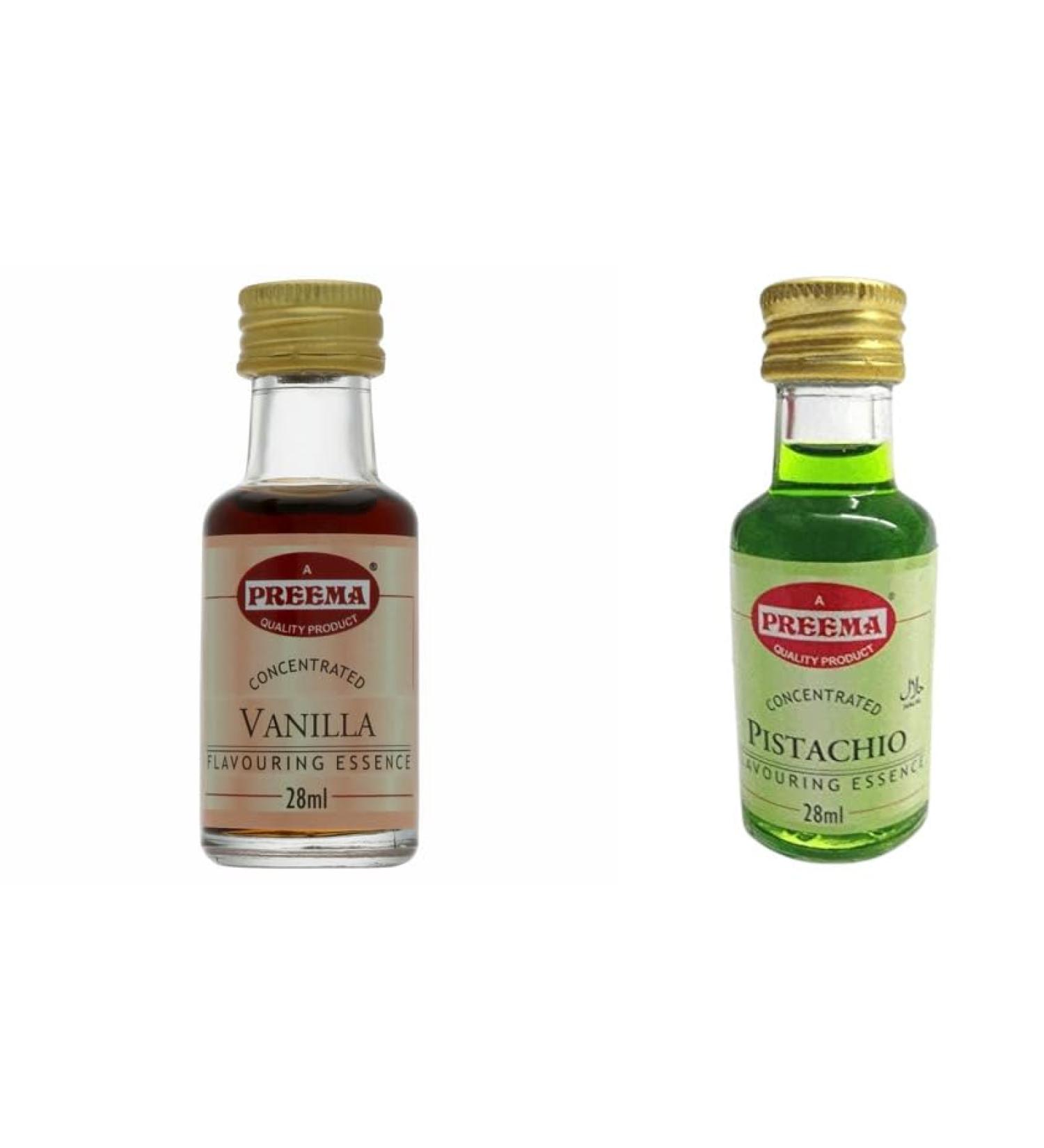 Preema Vanilla Essence - 28ML And Preema Pistachio Flavouring Essence 28 ml Prefect For Baking | Halal | Premium Quality - Buy Online on SooperMarket.com