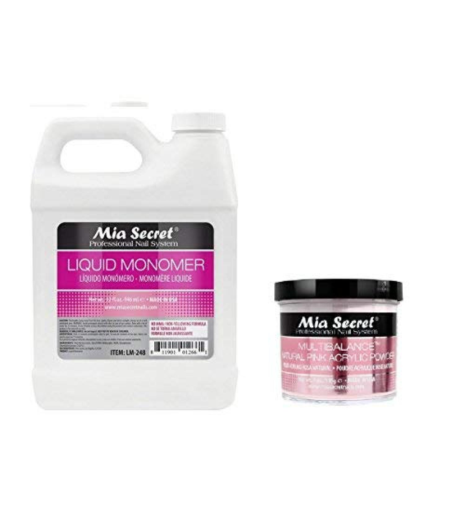 Mia Secret Professional Nail Liquid Monomer 32 oz + Multibalance Natural Pink 4 oz